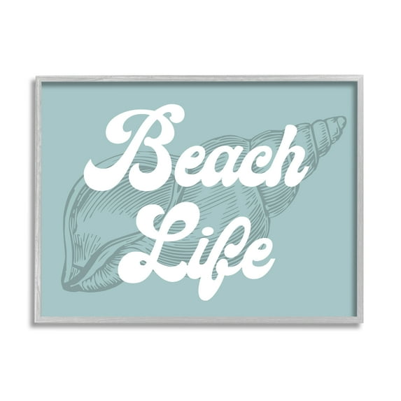 Stupell Industries Beach Life Retro Shell Animals & Insects Painting Gray Framed Art Print Wall Art, 14 x 11