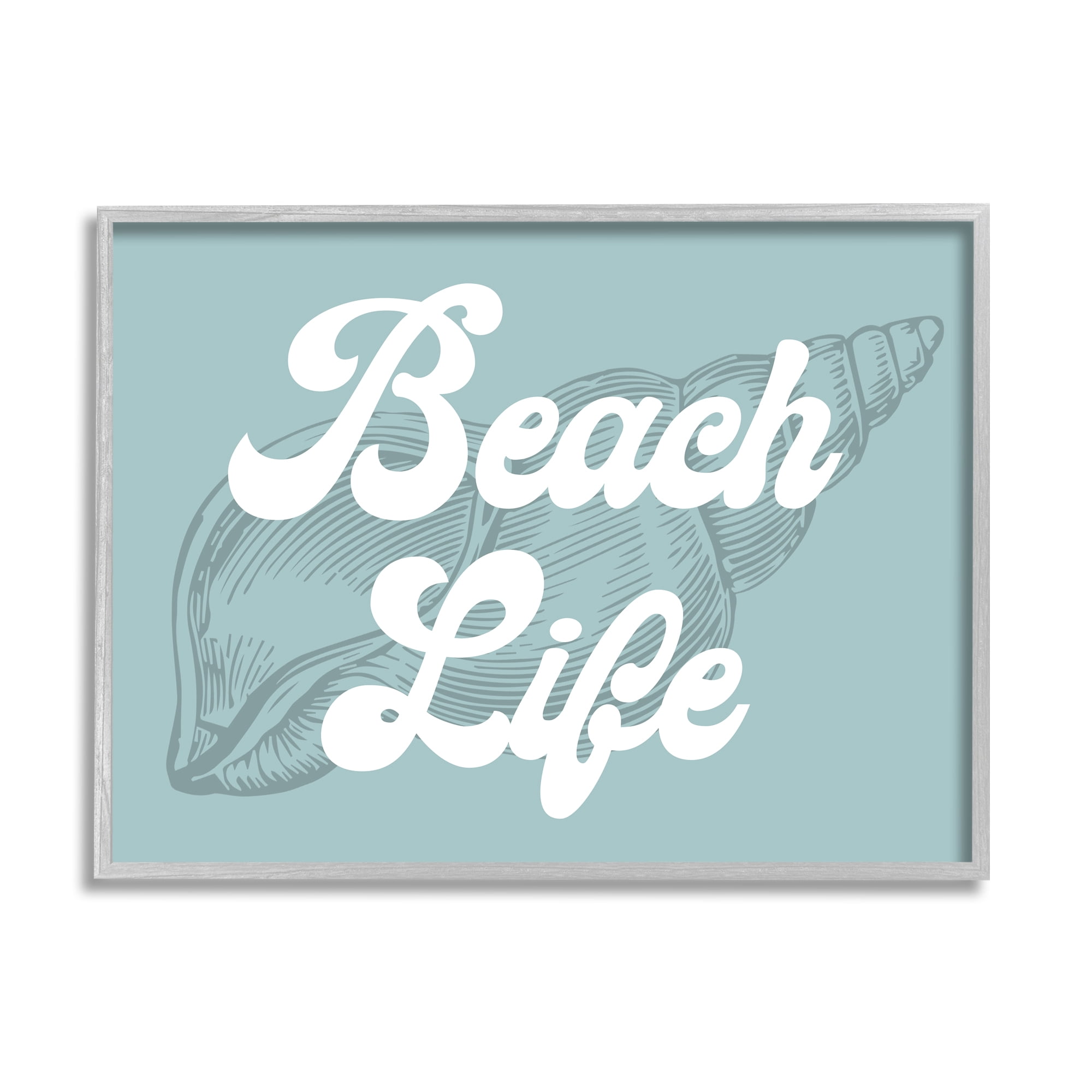 Stupell Industries Beach Life Retro Shell Animals & Insects Painting Gray Framed Art Print Wall Art, 20 x 16