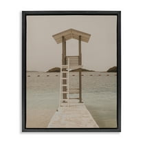 Stupell Industries Beach Lifeguard Lookout Nautical & Beach Photography Black Floater Framed Canvas Art Print Wall Art, 17 x 21