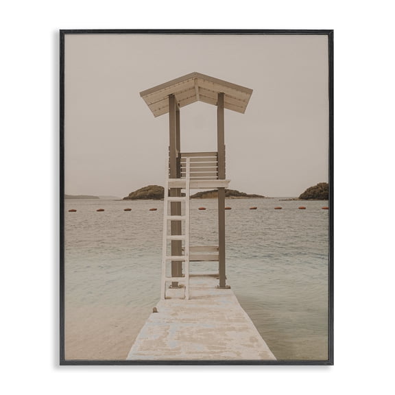 Stupell Industries Beach Lifeguard Lookout Nautical & Beach Photography Black Framed Art Print Wall Art, 11 x 14