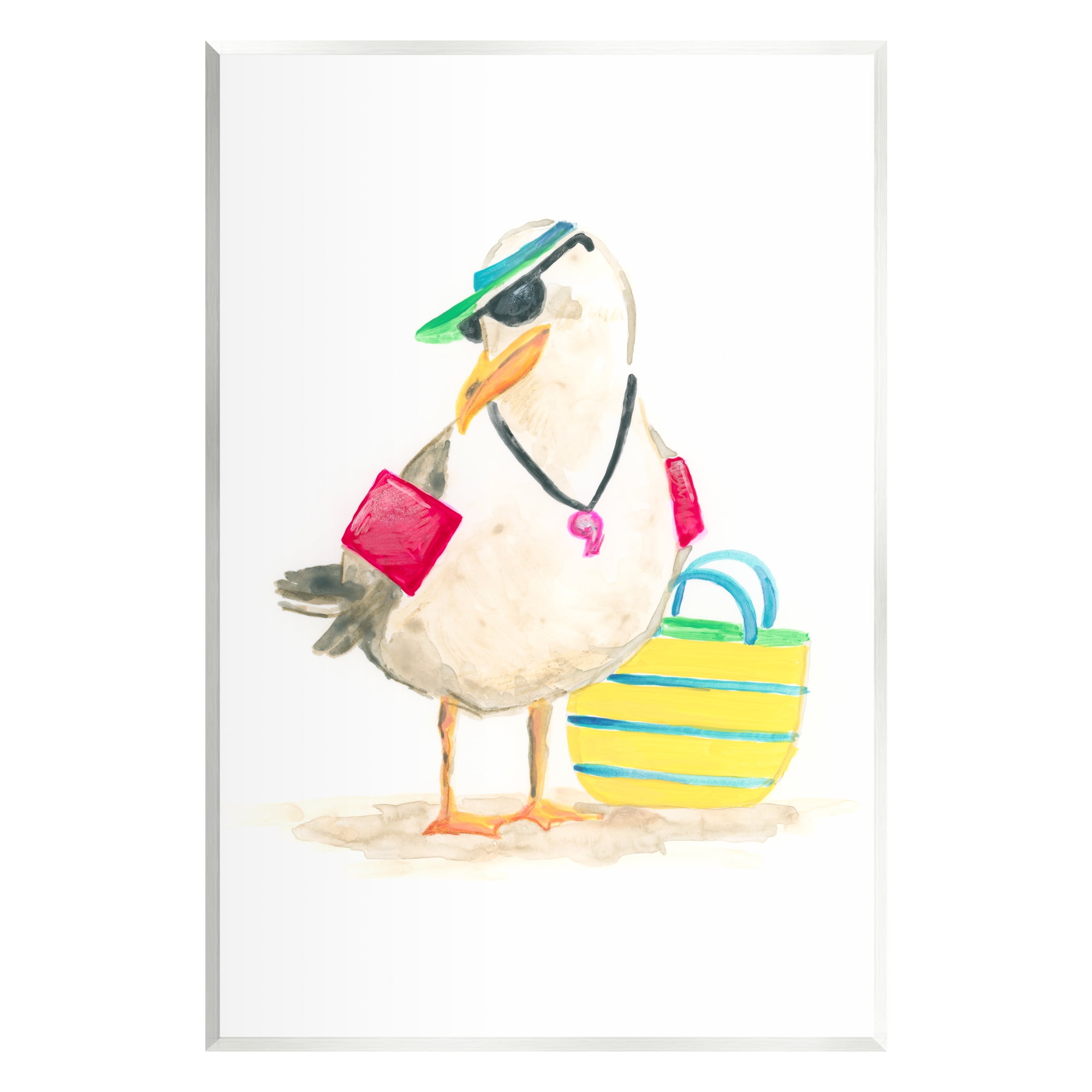 Stupell Industries Beach Lifeguard Seagull Animals & Insects Painting Unframed Art Print Wall Art, 13 x 19