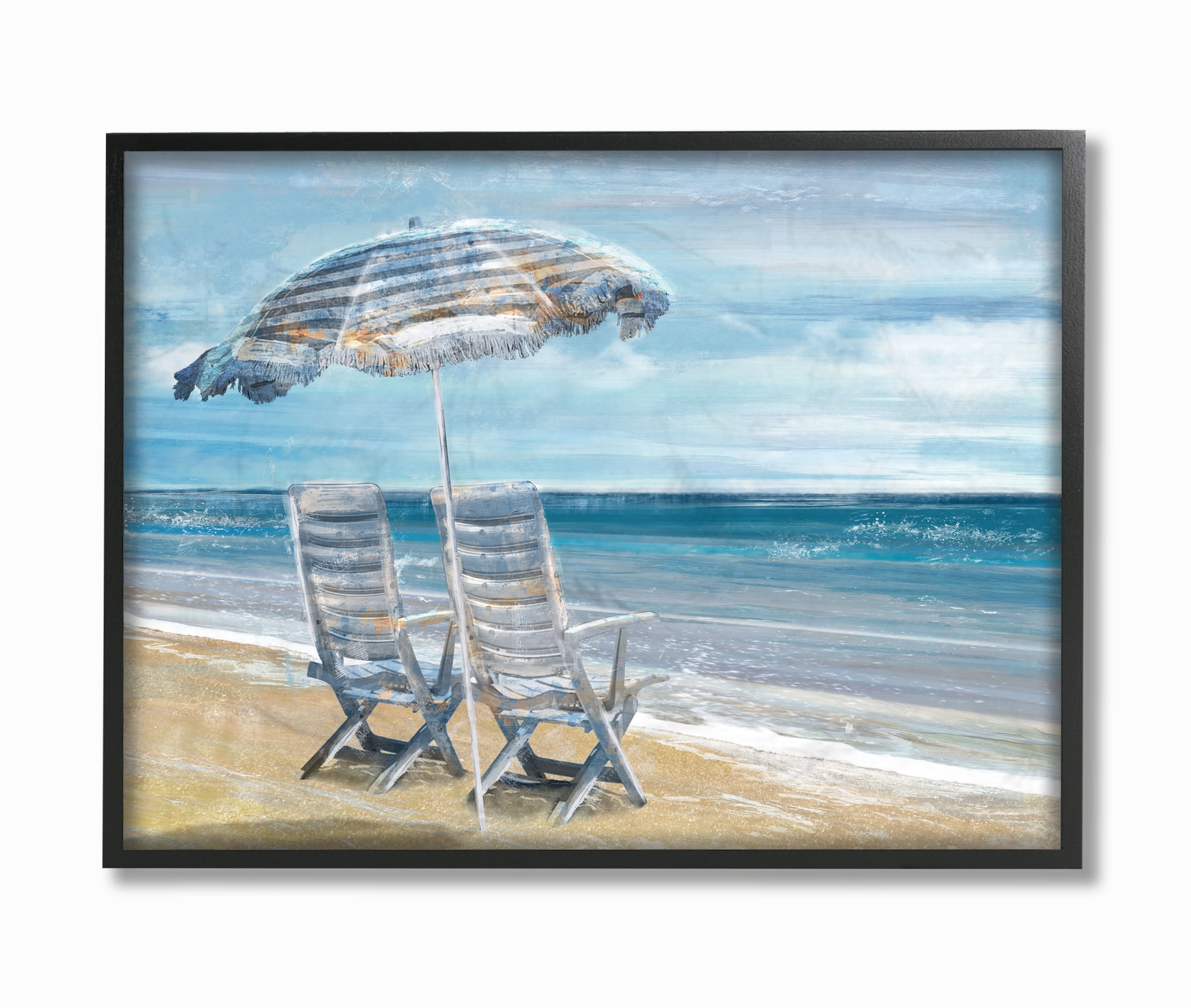 Stupell Industries Beach Lounge Sea Landscape Painting Framed Wall Art by Main Line Studio