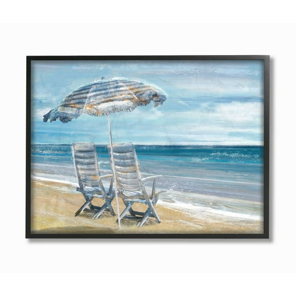 Stupell Industries Beach Lounge Sea Landscape Painting Framed Wall Art by Main Line Studio