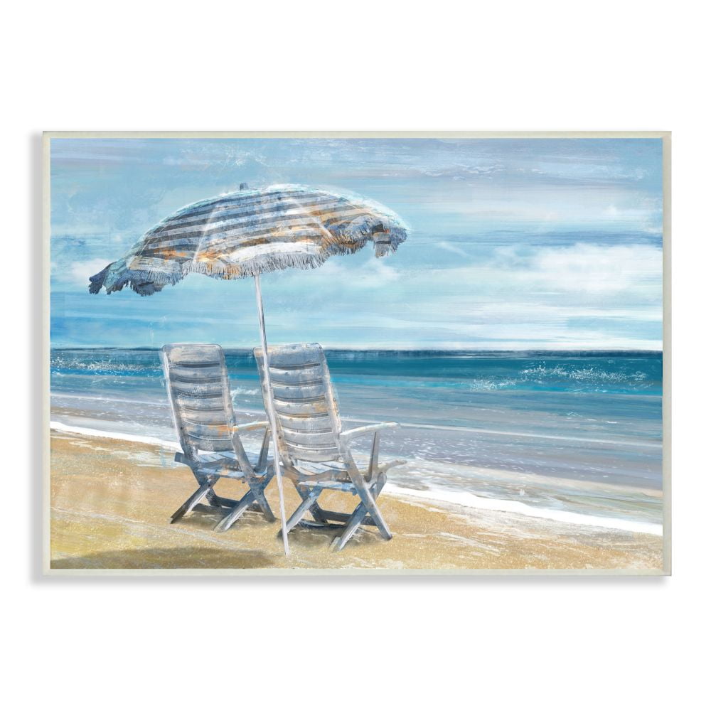 Stupell Industries Beach Lounge Sea Landscape Art Print - 13x19 Inches ...