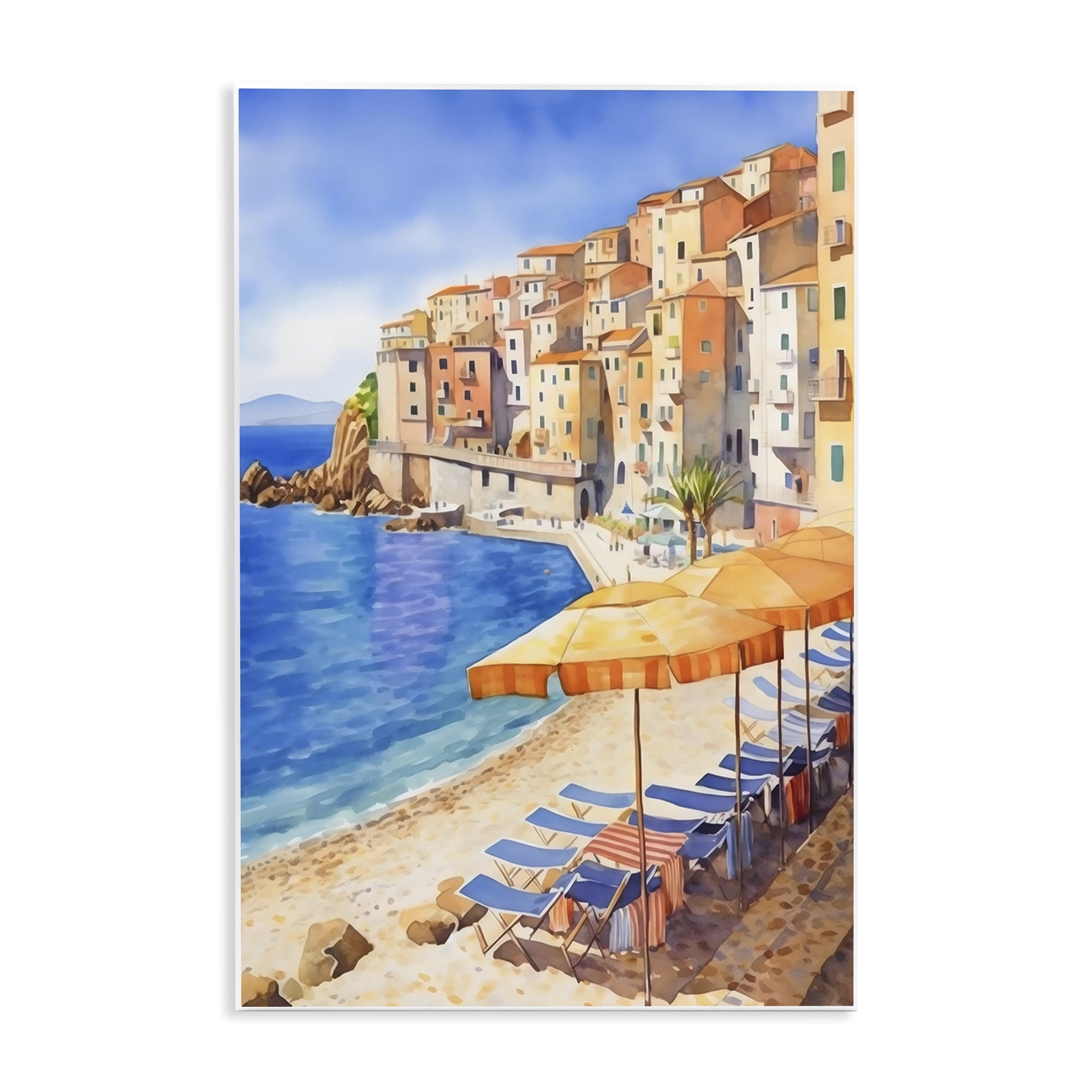 Stupell Industries Beach Lounging on Mediterranean Shore Wall Plaque Art, design by Creative Studio