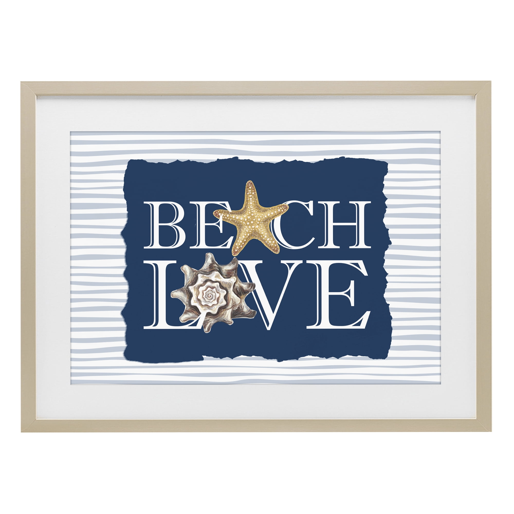 Stupell Industries Beach Love Seashells Birch Framed Print Under Glass, design by Kim Allen