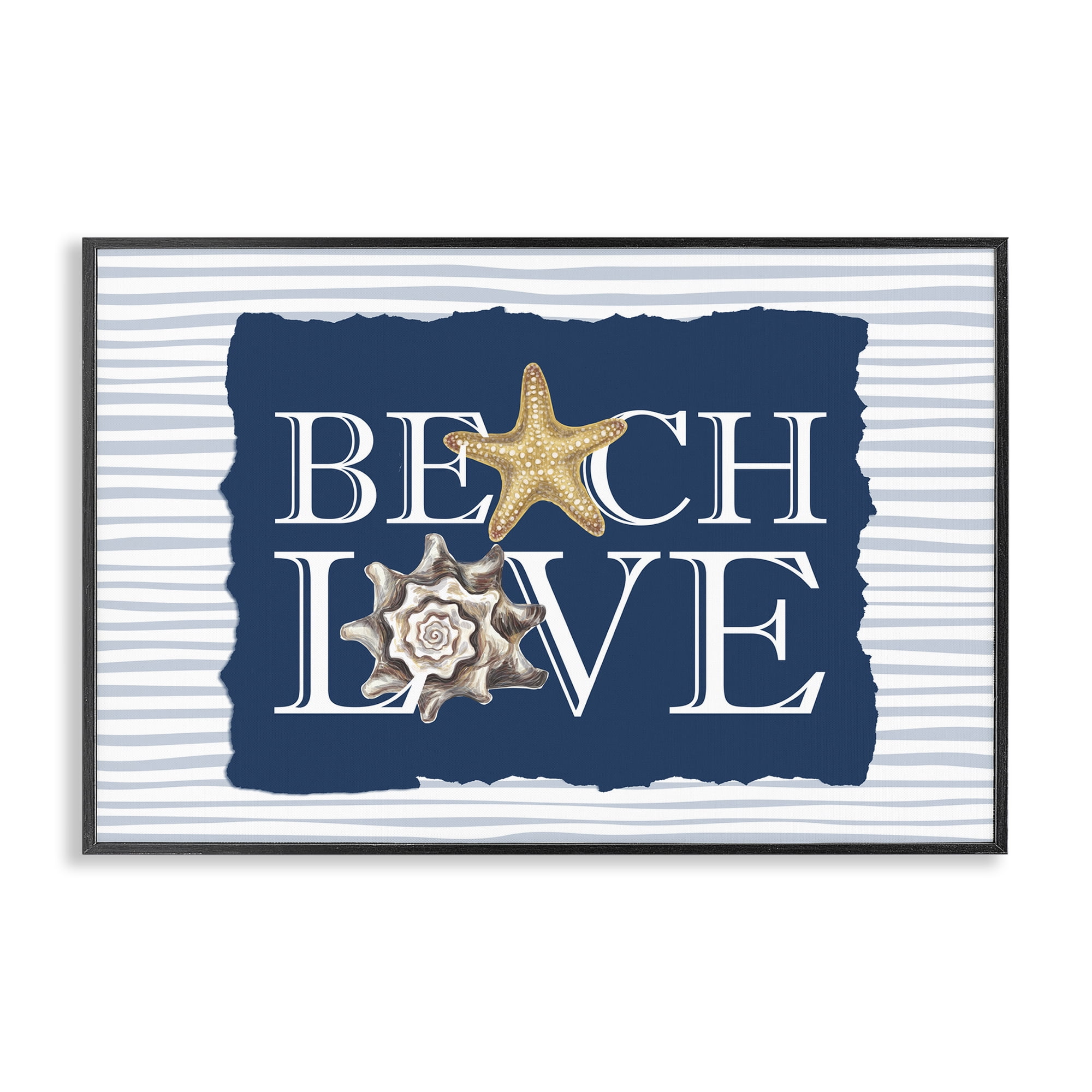 Stupell Industries Beach Love Seashells Black Framed Giclee Art, design by Kim Allen