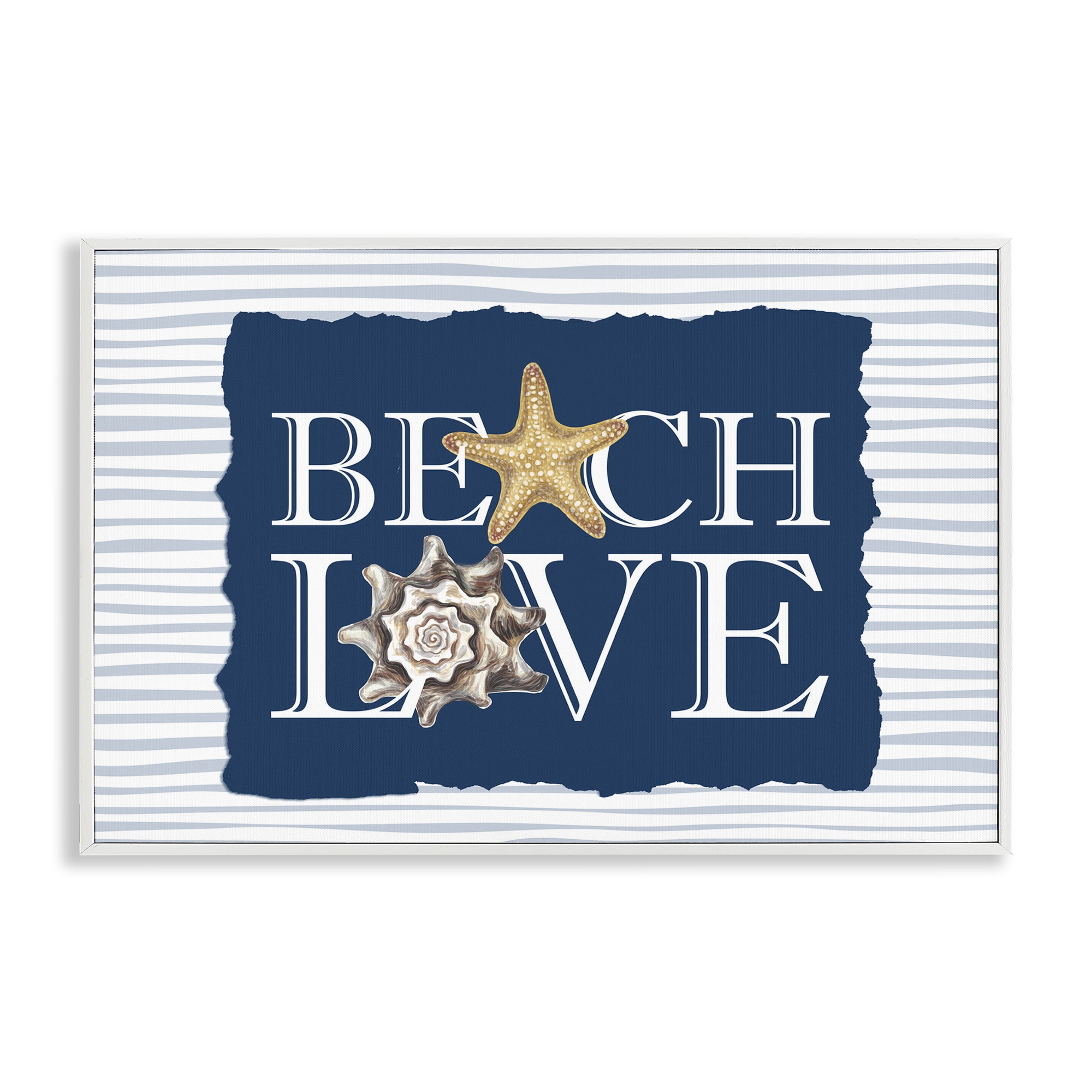 Stupell Industries Beach Love Seashells White Framed Giclee Art, design by Kim Allen