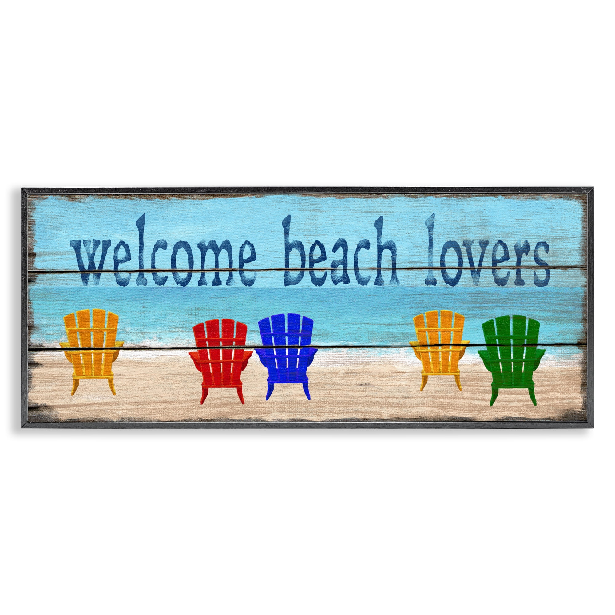 Stupell Industries Beach Lovers Chairs Black Framed Giclee Art, design by Gail Fraser