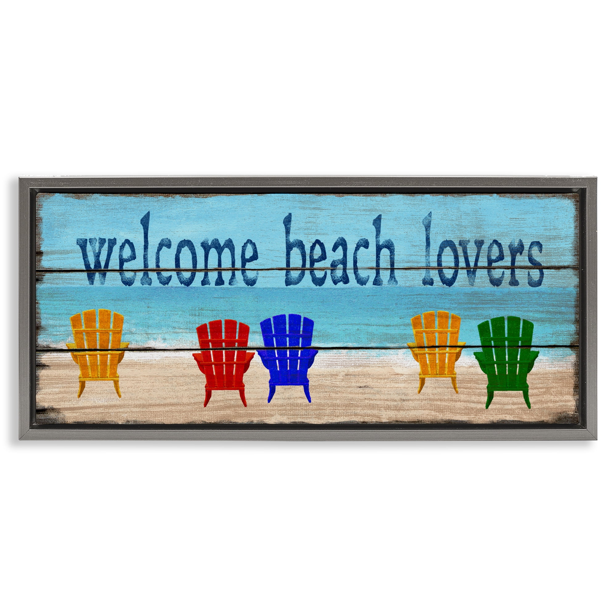 Stupell Industries Beach Lovers Chairs Gray Framed Floater Canvas Wall Art, design by Gail Fraser
