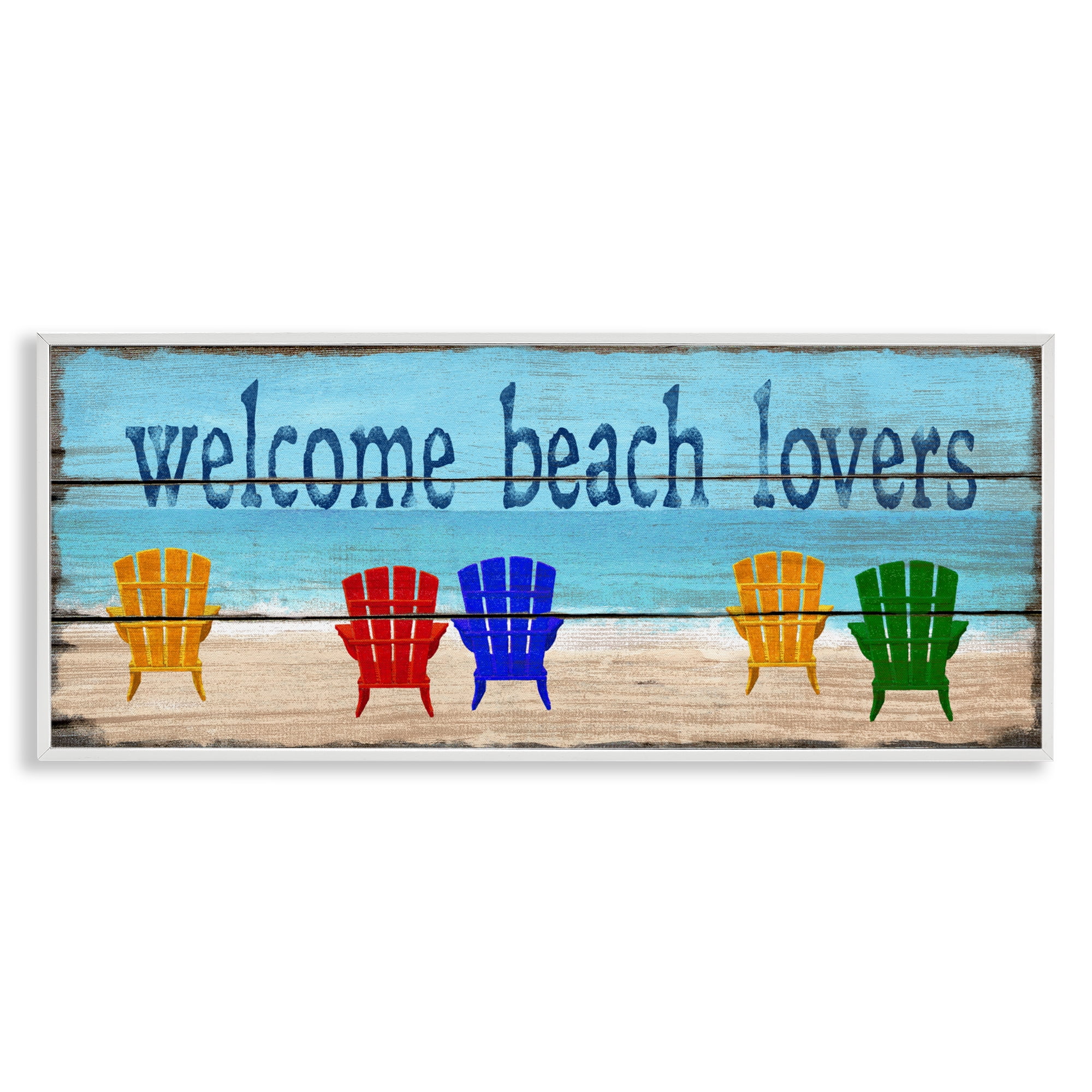 Stupell Industries Beach Lovers Chairs White Framed Giclee Art, design by Gail Fraser
