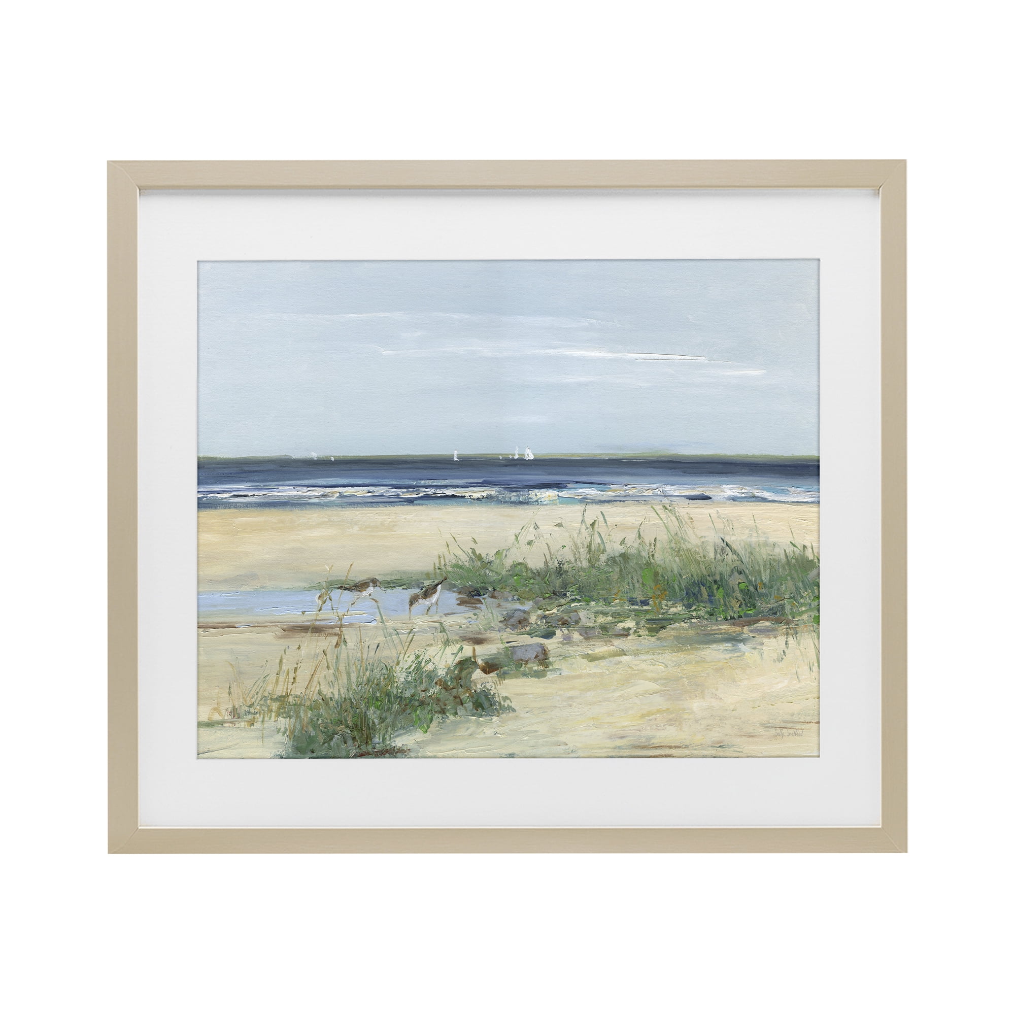 Stupell Industries Beach Marsh Sandpipers Birch Framed Print Under Glass, design by Sally Swatland