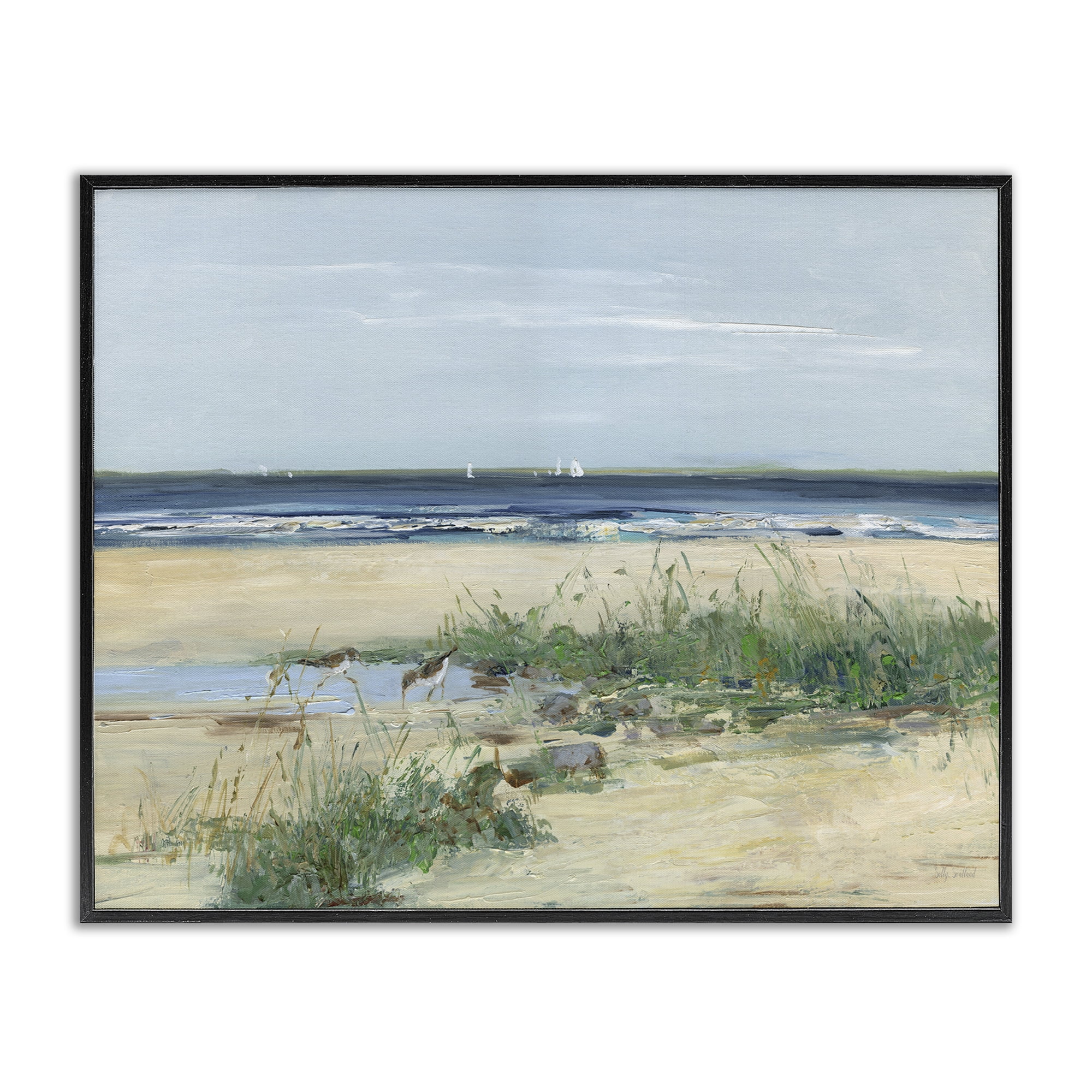 Stupell Industries Beach Marsh Sandpipers Black Framed Giclee Art, design by Sally Swatland