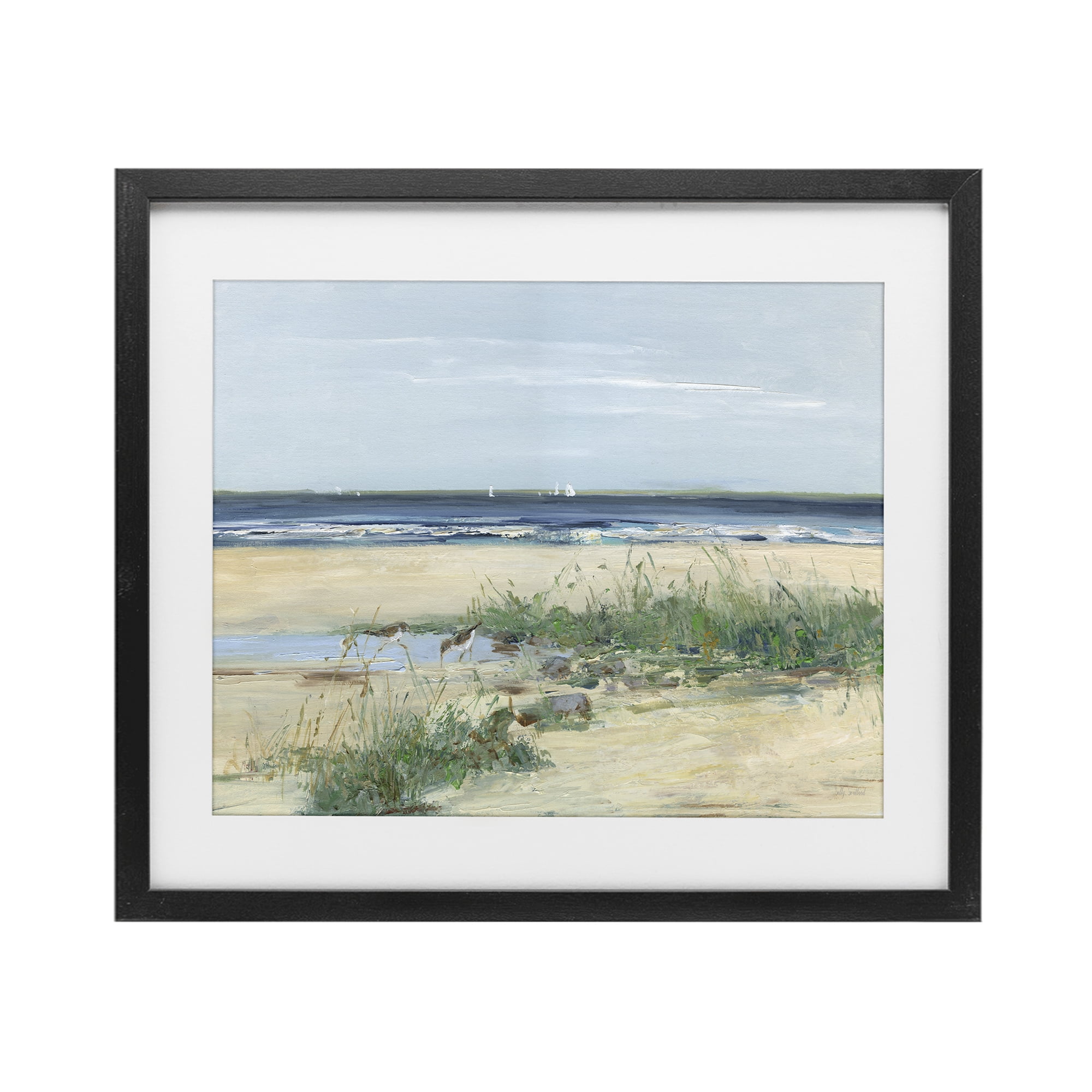 Stupell Industries Beach Marsh Sandpipers Black Framed Print Under Glass, design by Sally Swatland
