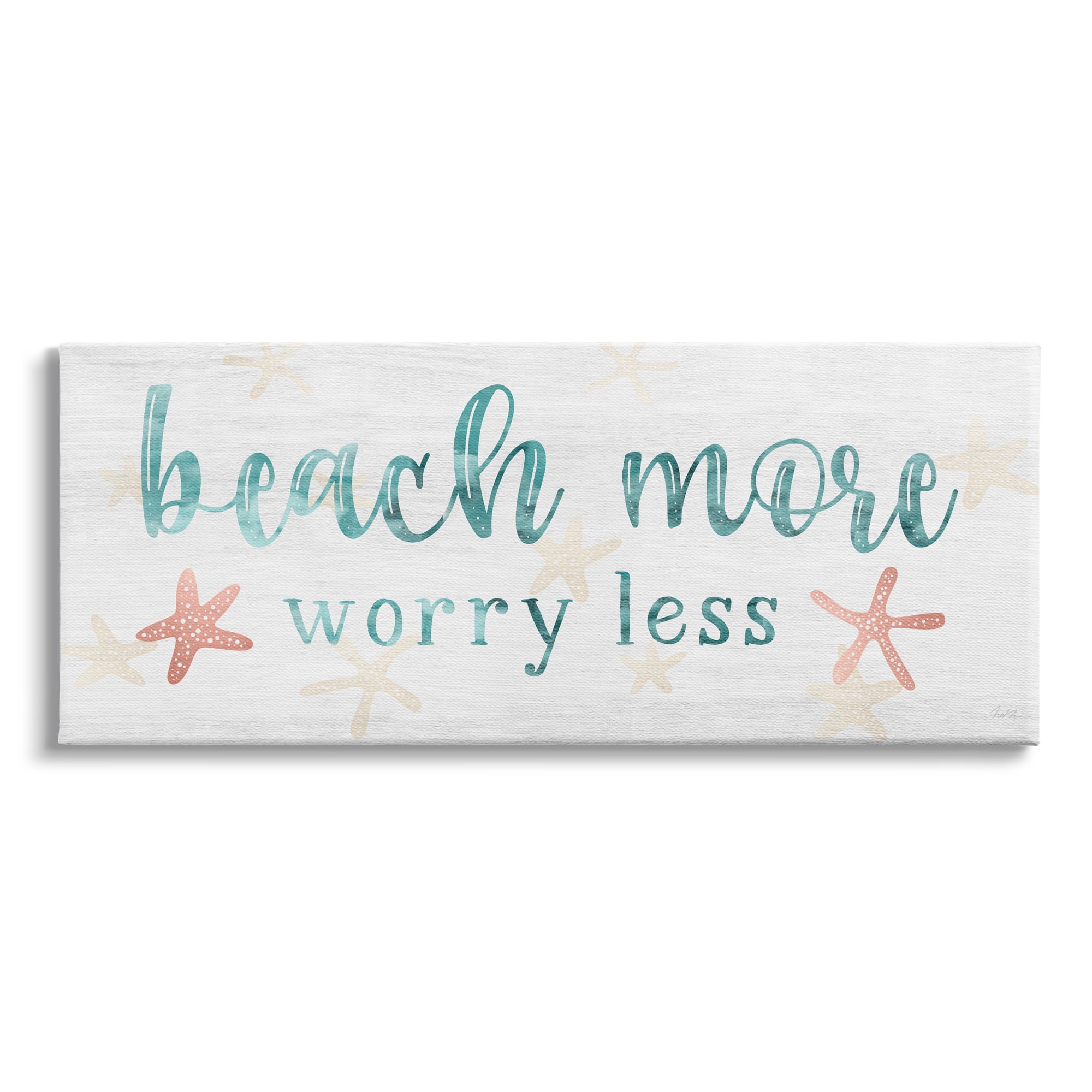 Stupell Industries Beach More Worry Less Nautical Sign Red Starfish, 40 x 17,Design by Natalie Carpentieri