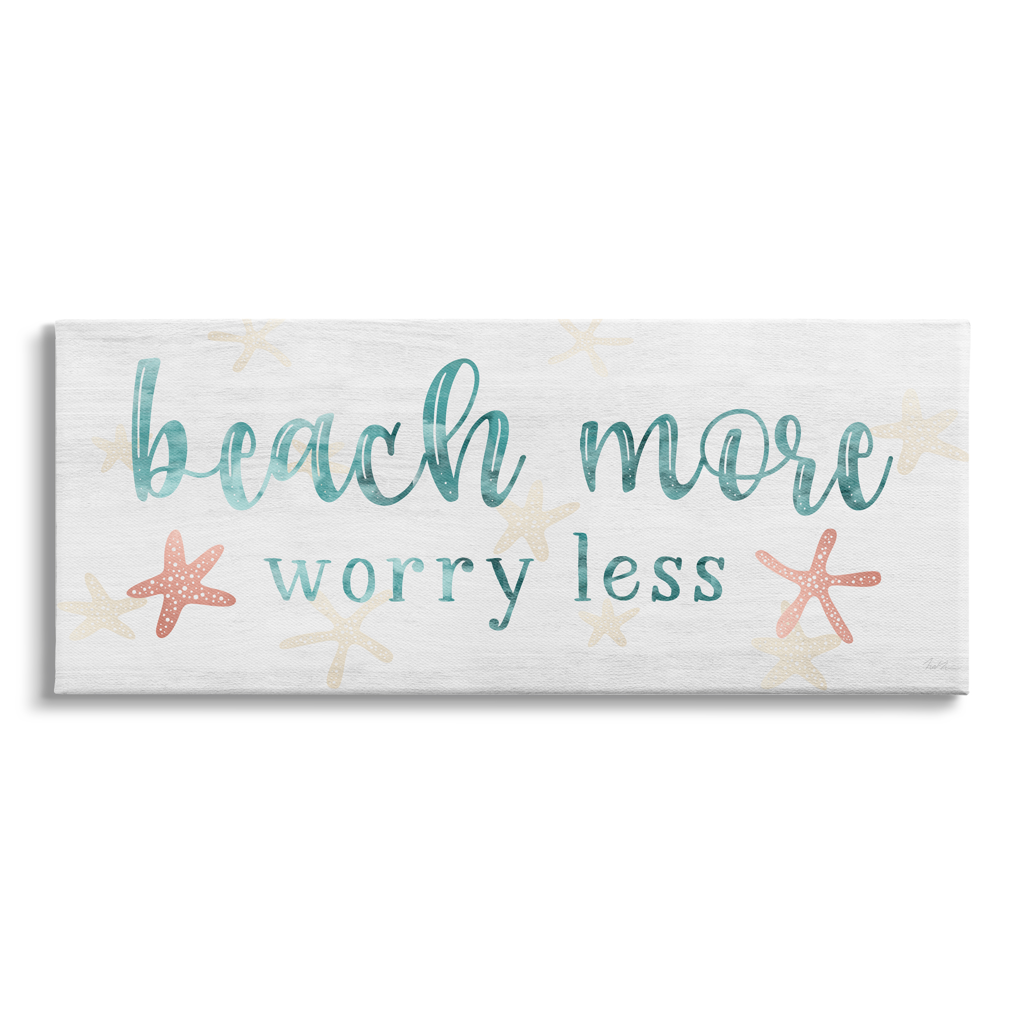 Stupell Industries Beach More Worry Less Nautical Sign Red Starfish, 48 x 20,Design by Natalie Carpentieri