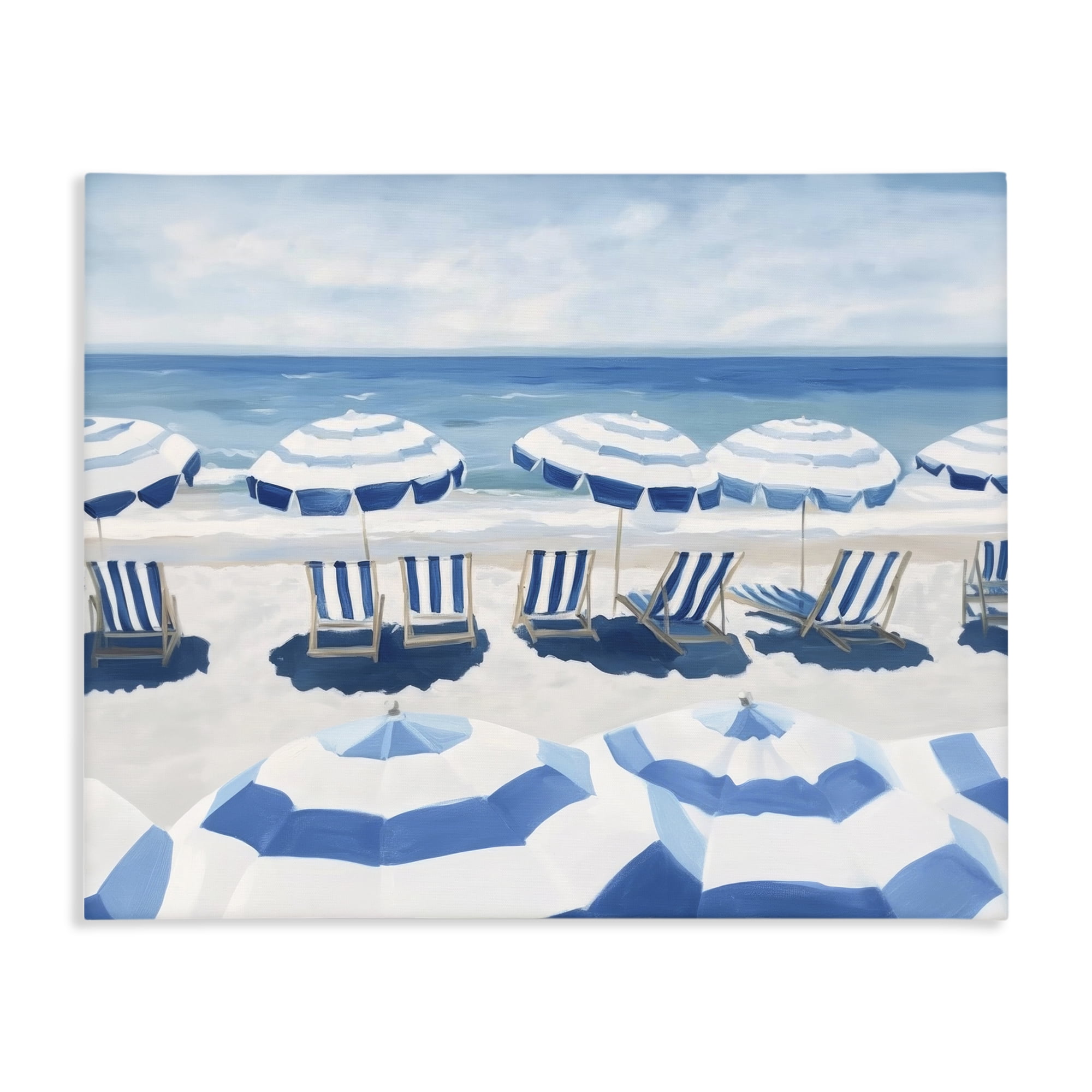 Stupell Industries Beach Nice Blue Striped Umbrellas Canvas Wall Art, design by Sisi and Seb