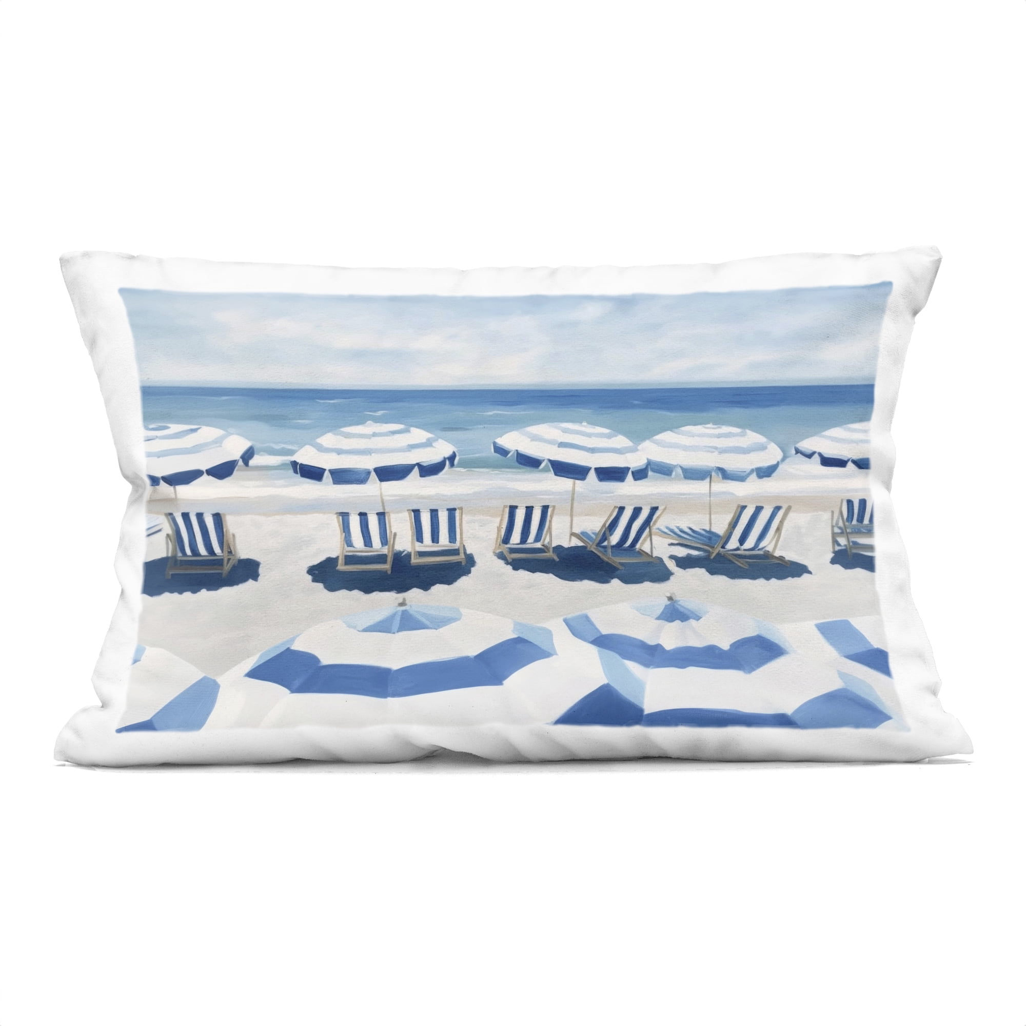 Stupell Industries Beach Nice Blue Striped Umbrellas Decorative Printed Throw Pillow, design by Sisi and Seb, 14 x 7 x 20