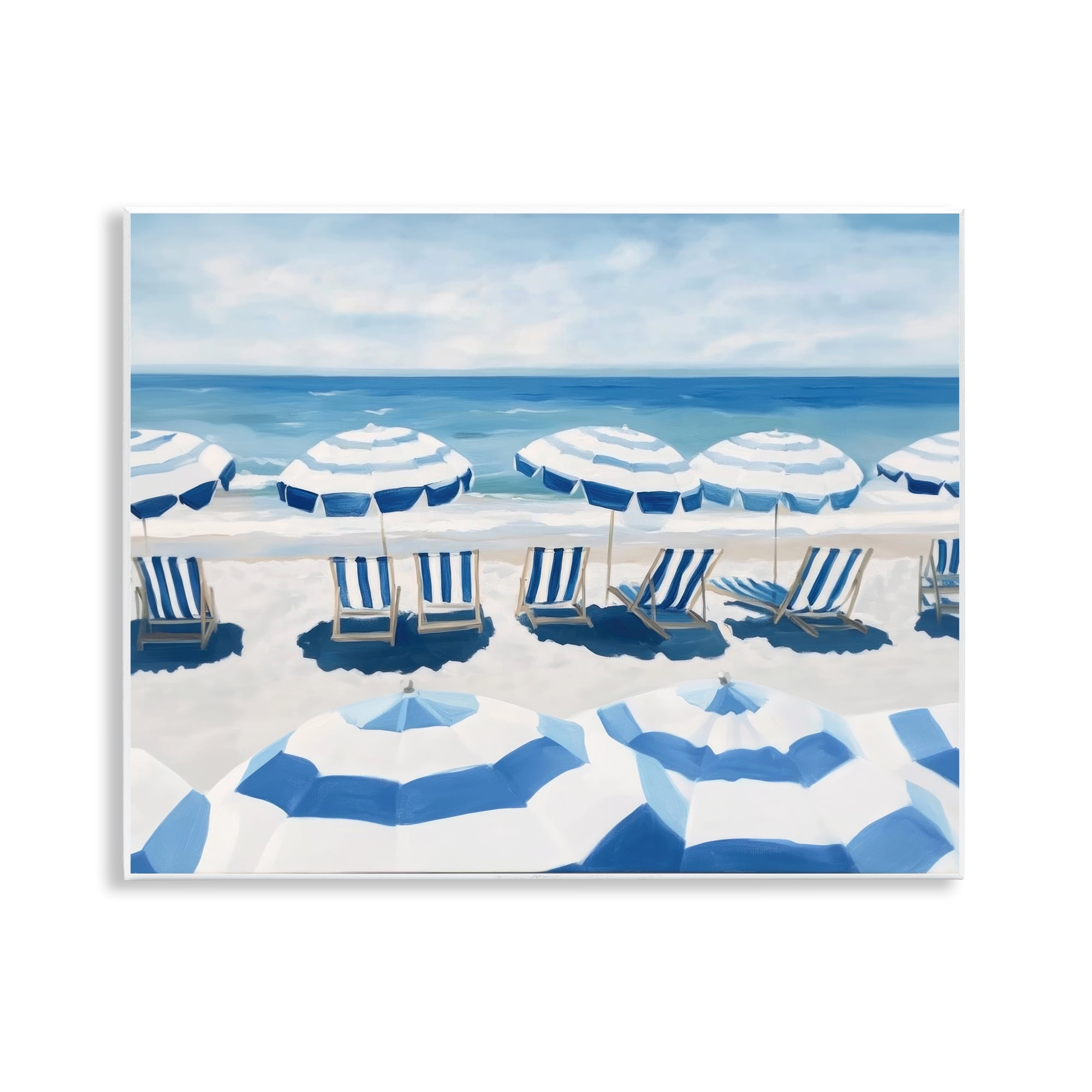 Stupell Industries Beach Nice Blue Striped Umbrellas Wall Plaque Art, design by Sisi and Seb