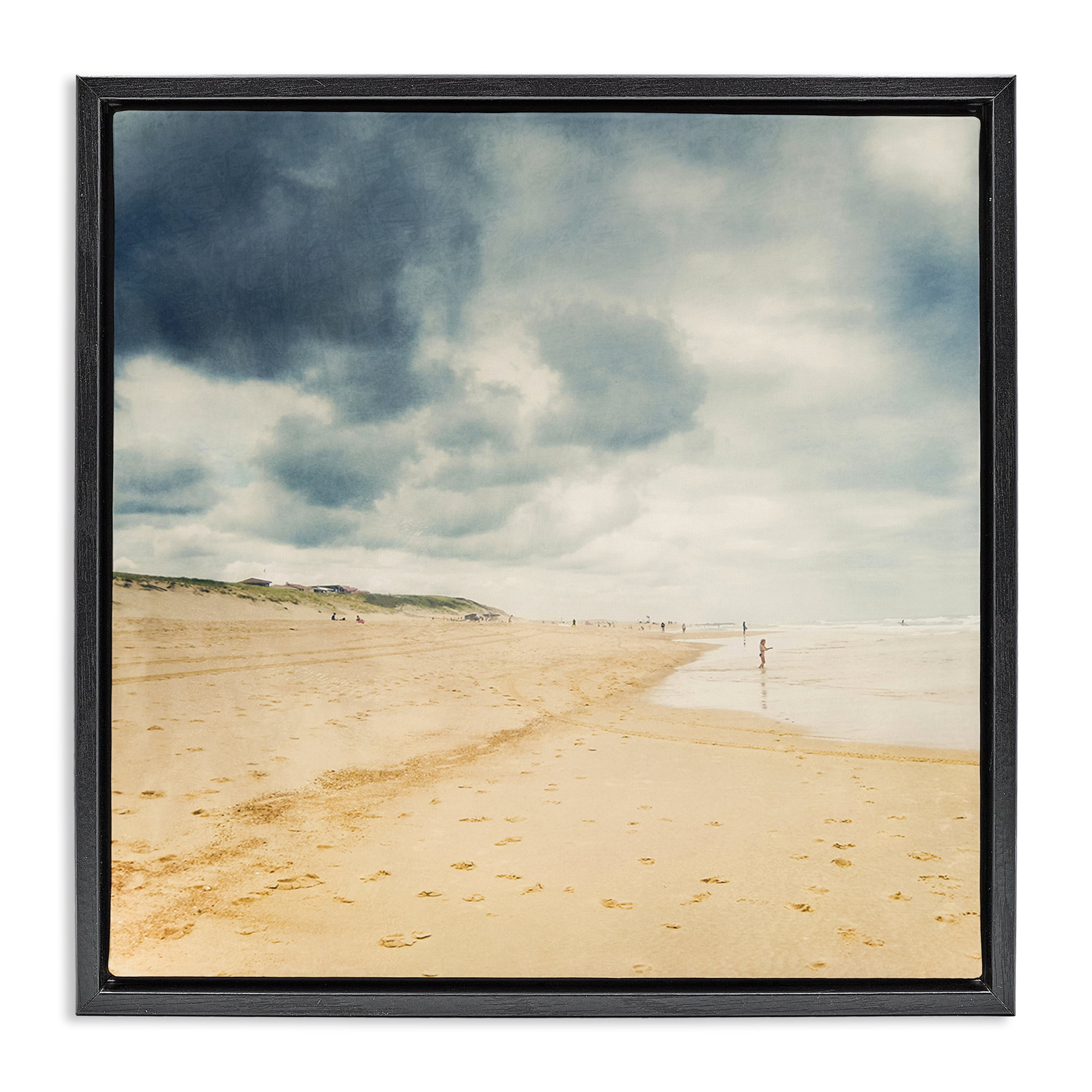 Stupell Industries Beach On A Cloudy Day Black Framed Floater Canvas Wall Art, design by Dirk Wüstenhagen