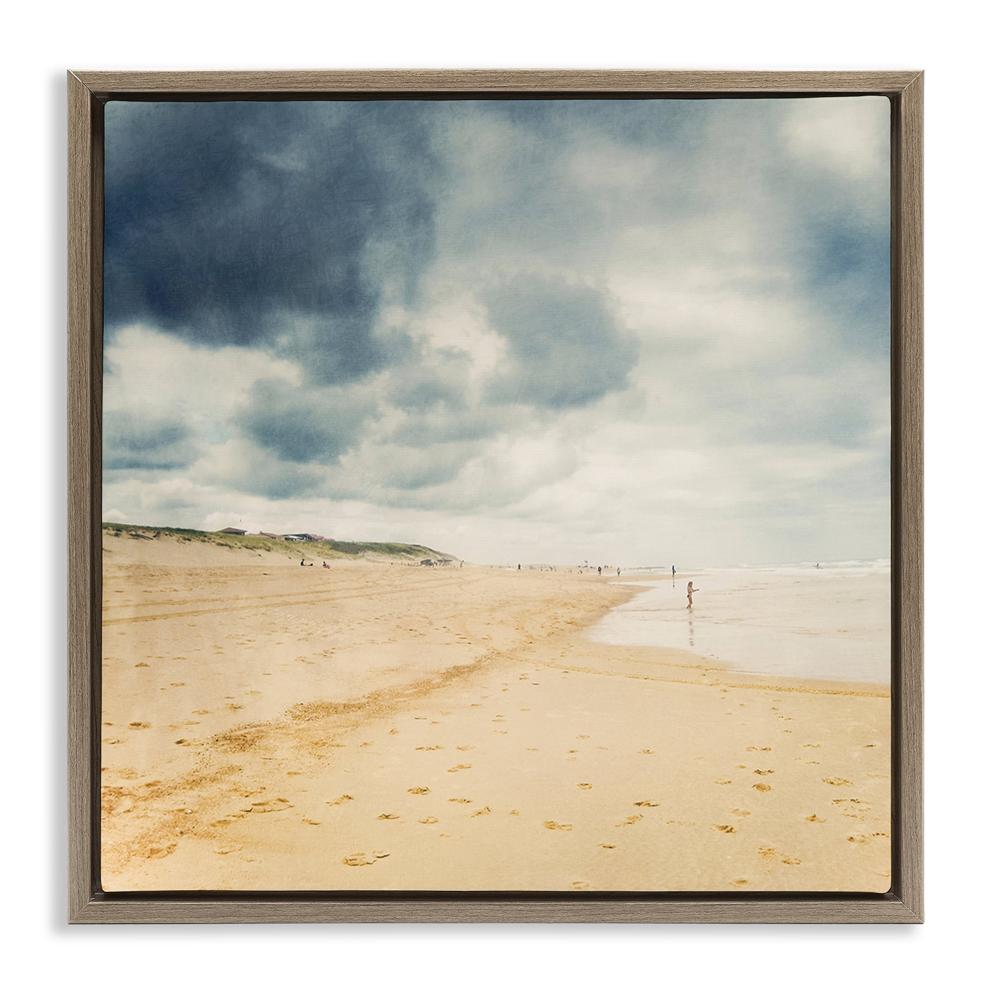 Stupell Industries Beach On A Cloudy Day Brown Framed Floater Canvas Wall Art, design by Dirk Wüstenhagen