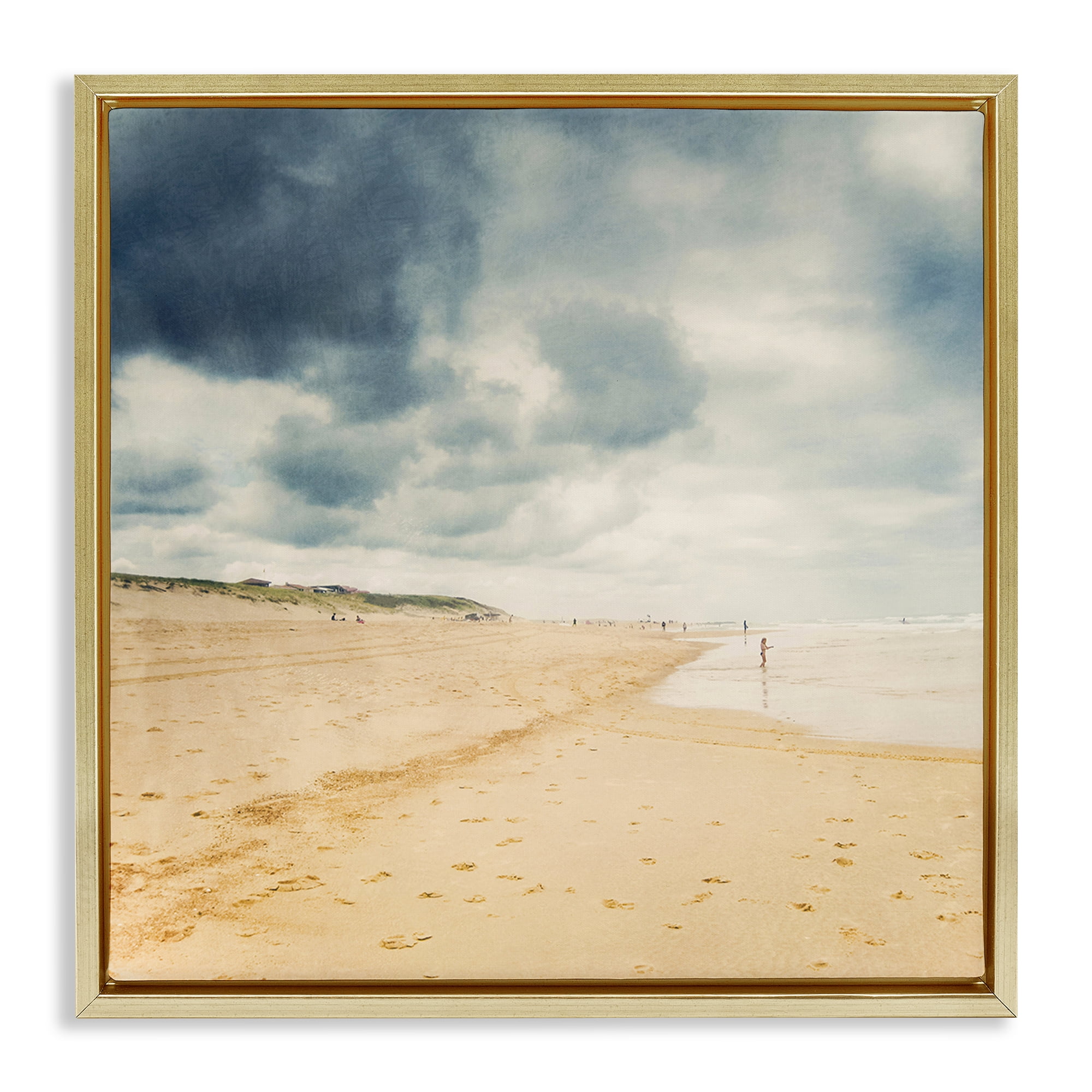 Stupell Industries Beach On A Cloudy Day Gold Framed Floater Canvas Wall Art, design by Dirk Wüstenhagen