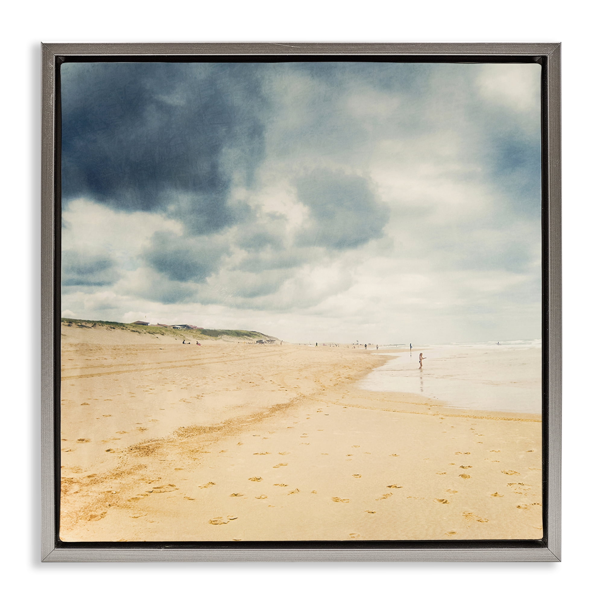 Stupell Industries Beach On A Cloudy Day Gray Framed Floater Canvas Wall Art, design by Dirk Wüstenhagen