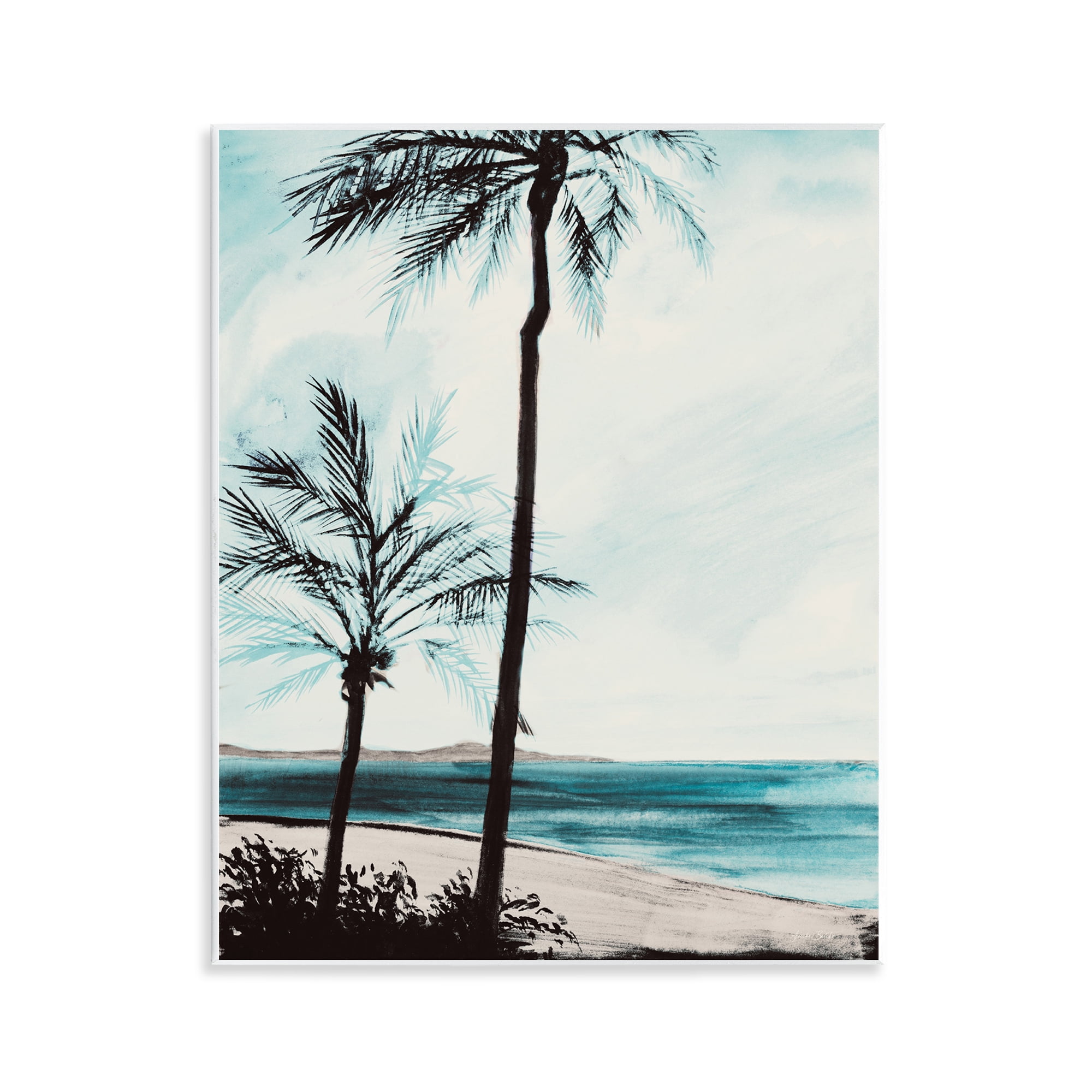 Stupell Industries Beach Palm Silhouettes Coastal Painting Unframed Art Print Wall Art, 11 x 14