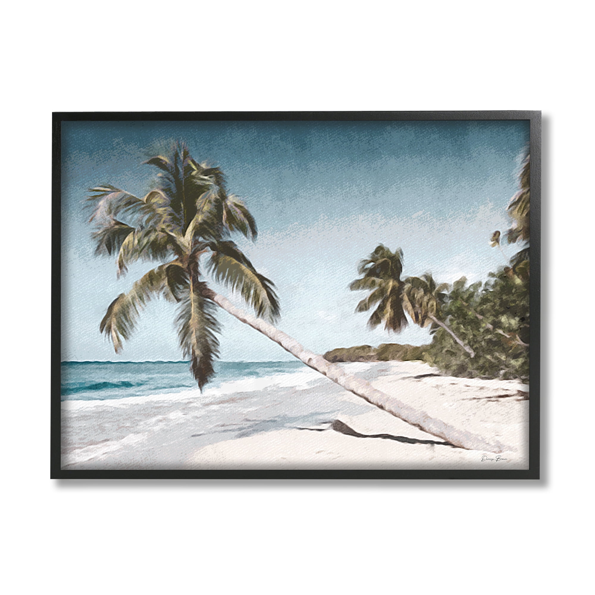 Stupell Industries Beach Palm Trees Clear Summer Day Blue Sky Design , 14 x 11, Design by Denise Brown