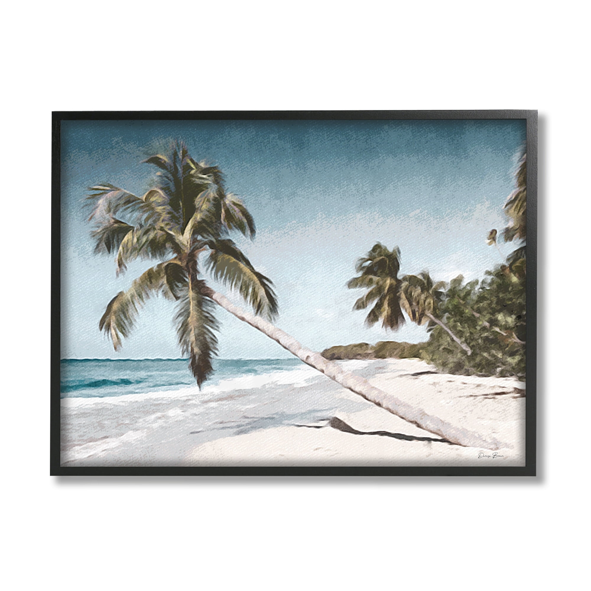 Stupell Industries Beach Palm Trees Clear Summer Day Blue Sky Design , 20 x 16, Design by Denise Brown