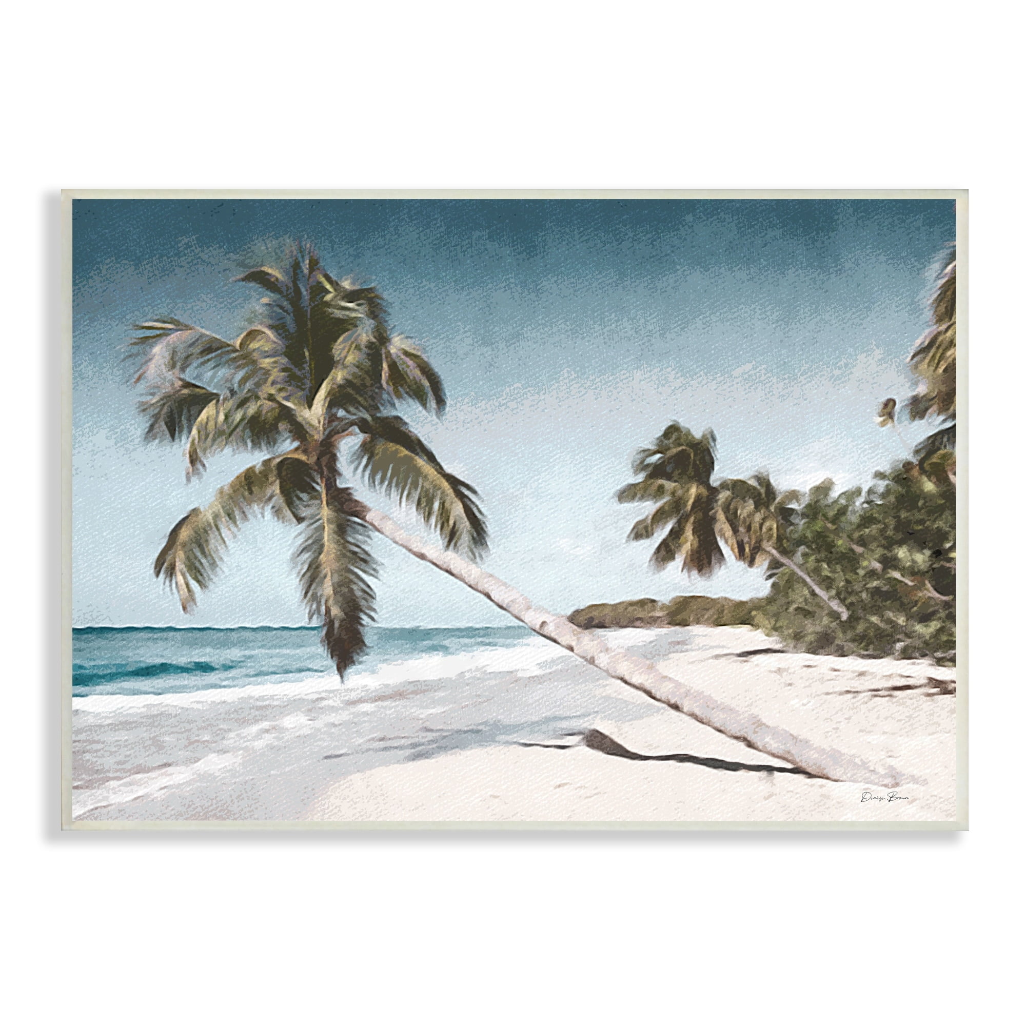 Stupell Industries Beach Palm Trees Clear Summer Day Blue Sky Design Photography Unframed Art Print Wall Art, 15x10, by Denise Brown