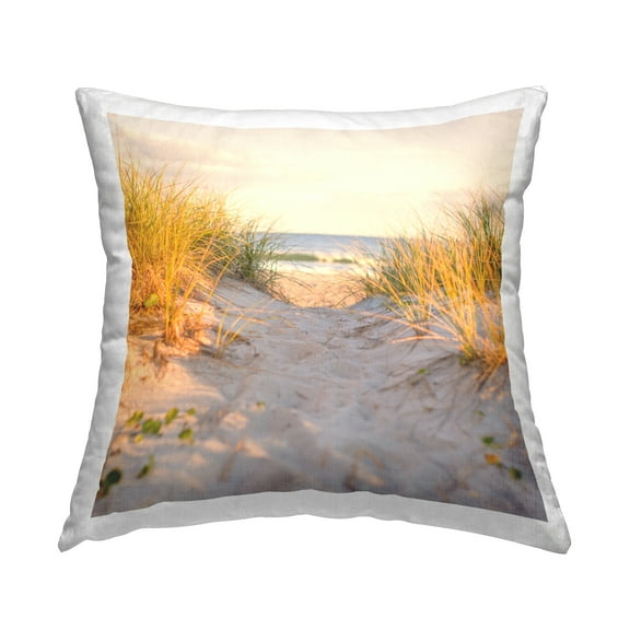 Stupell Industries Beach Path Landscape Square Decorative Printed Throw Pillow, 18 x 18