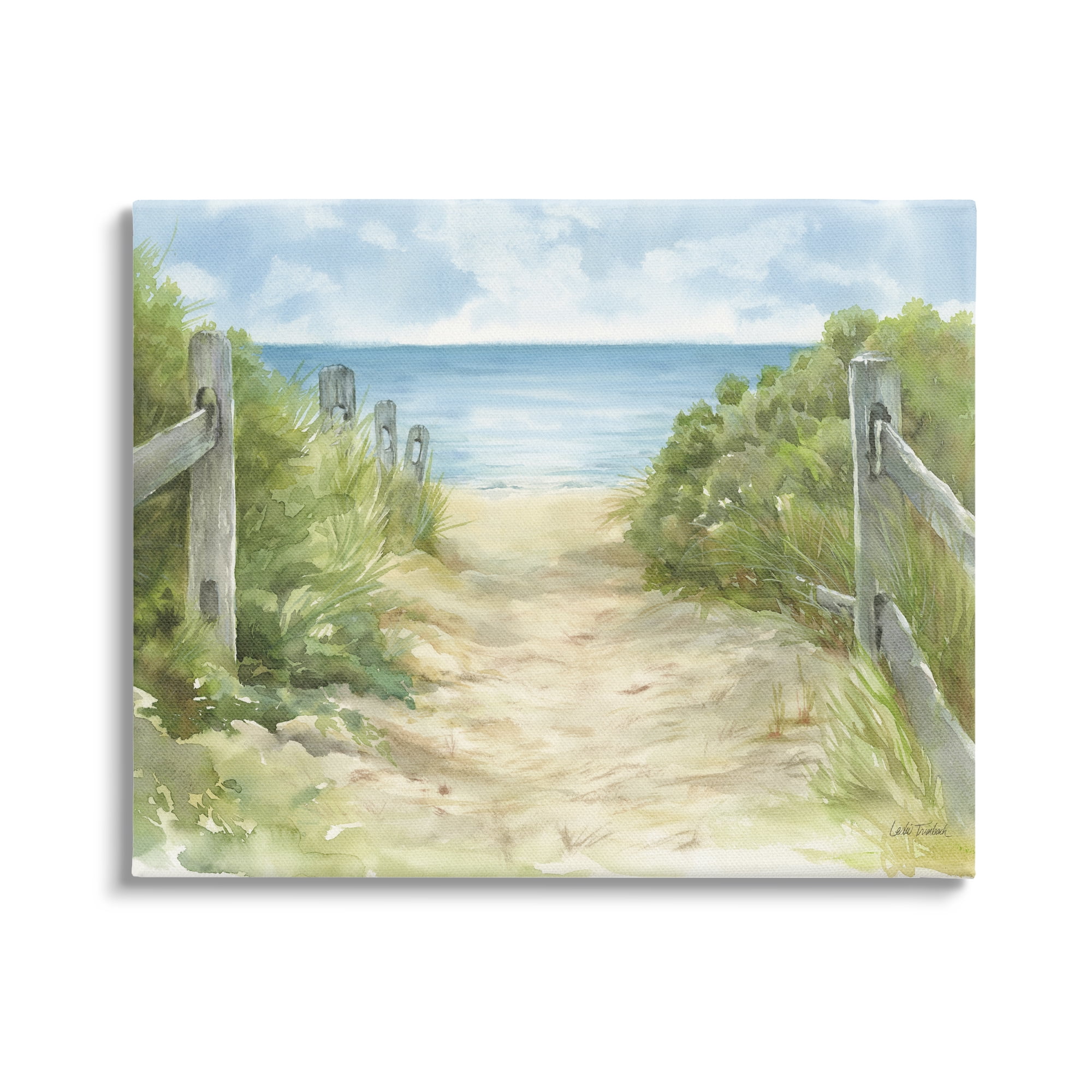 Stupell Industries Beach Path Painting Nature Painting Gallery Wrapped Canvas Print Wall Art, 30 x 24