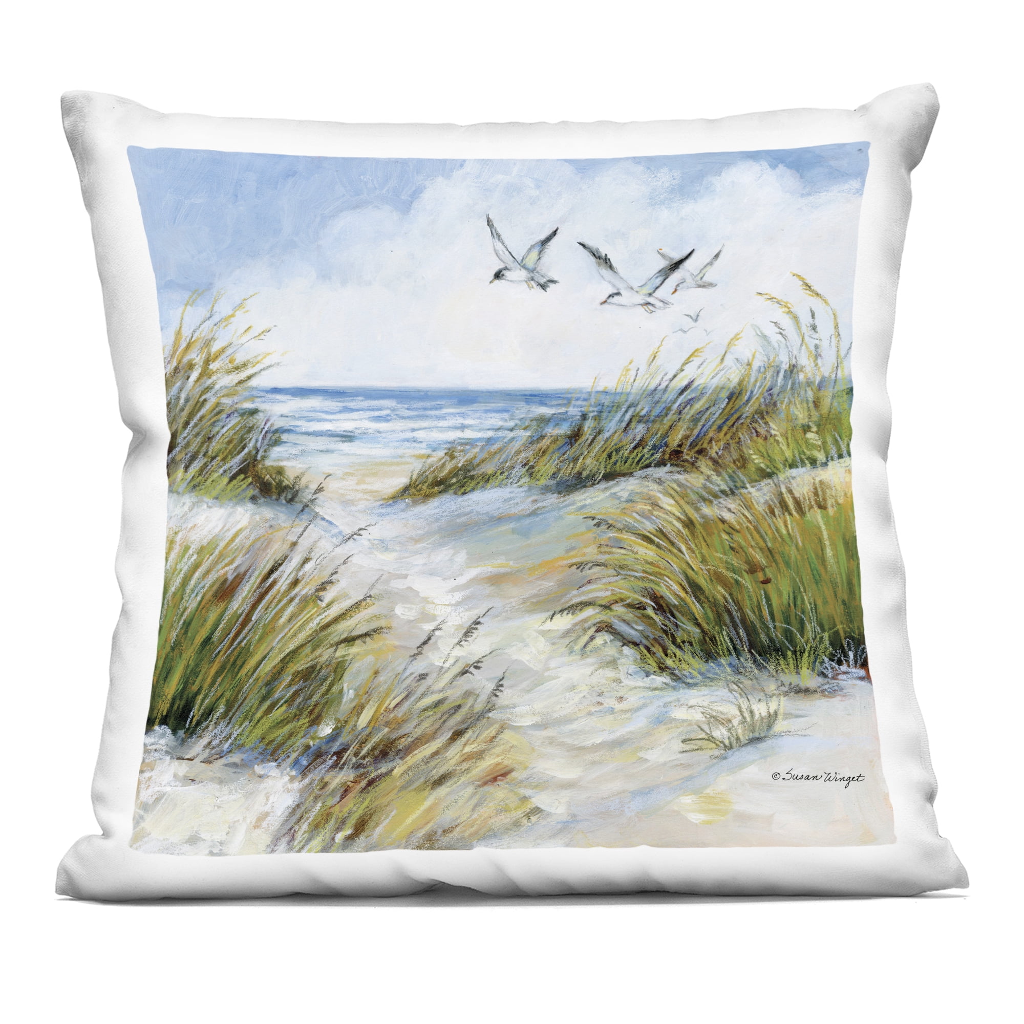 Stupell Industries Beach Path Seagulls Overhead Decorative Printed Throw Pillow, design by Susan Winget, 18 x 7 x 18