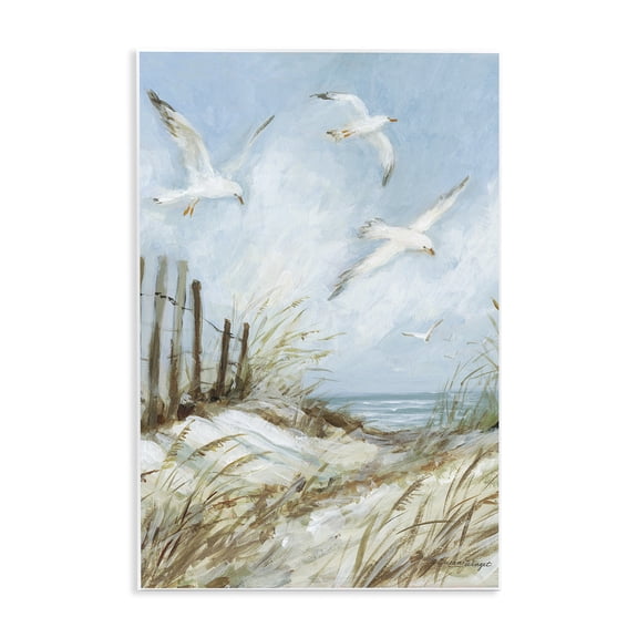 Stupell Industries Beach Path With Seagulls Beach Painting Unframed Art Print Wall Art, 10 x 15