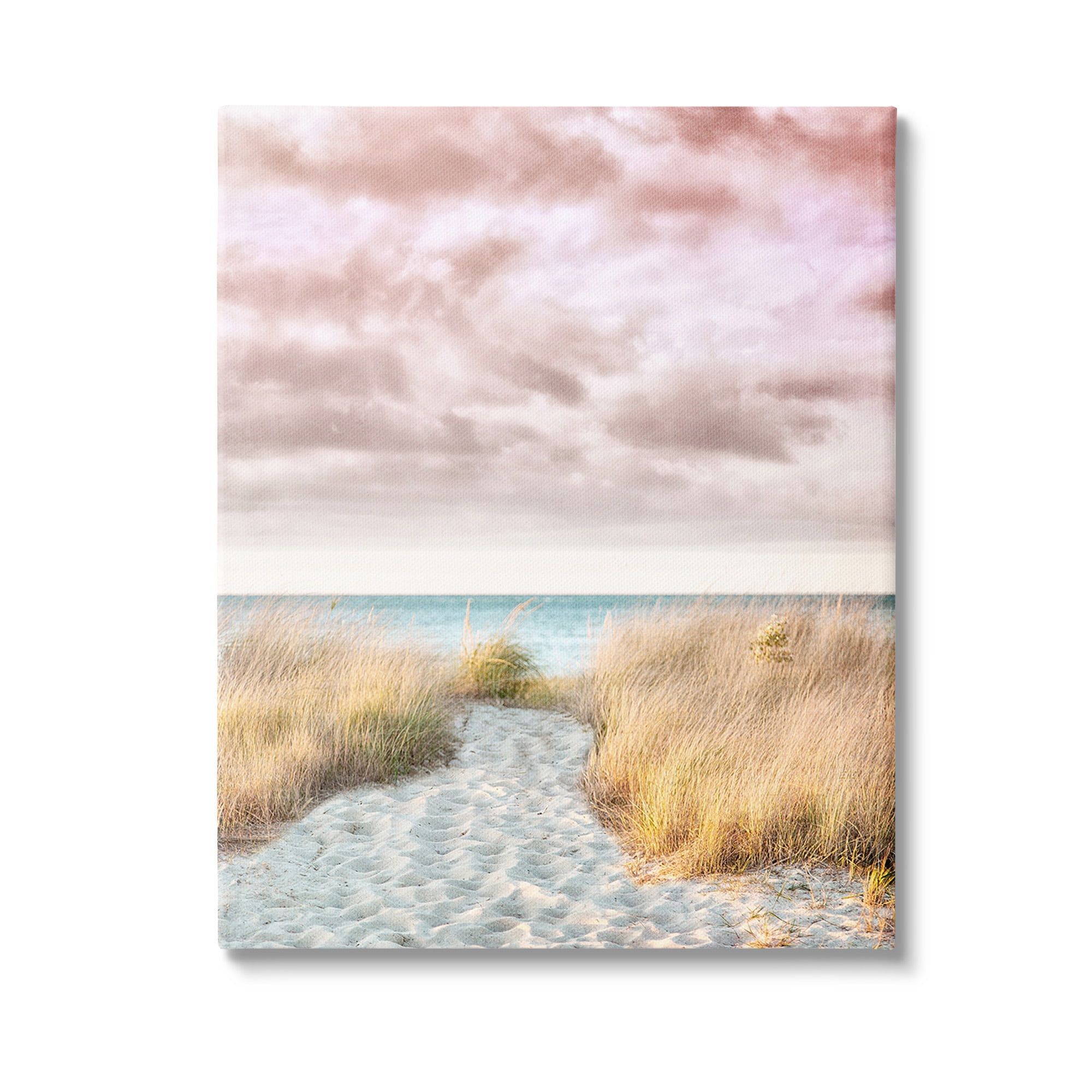Stupell Industries Beach Path with Pink Sky Landscape Photography Gallery Wrapped Canvas Art Print Wall Art, 30 x 40