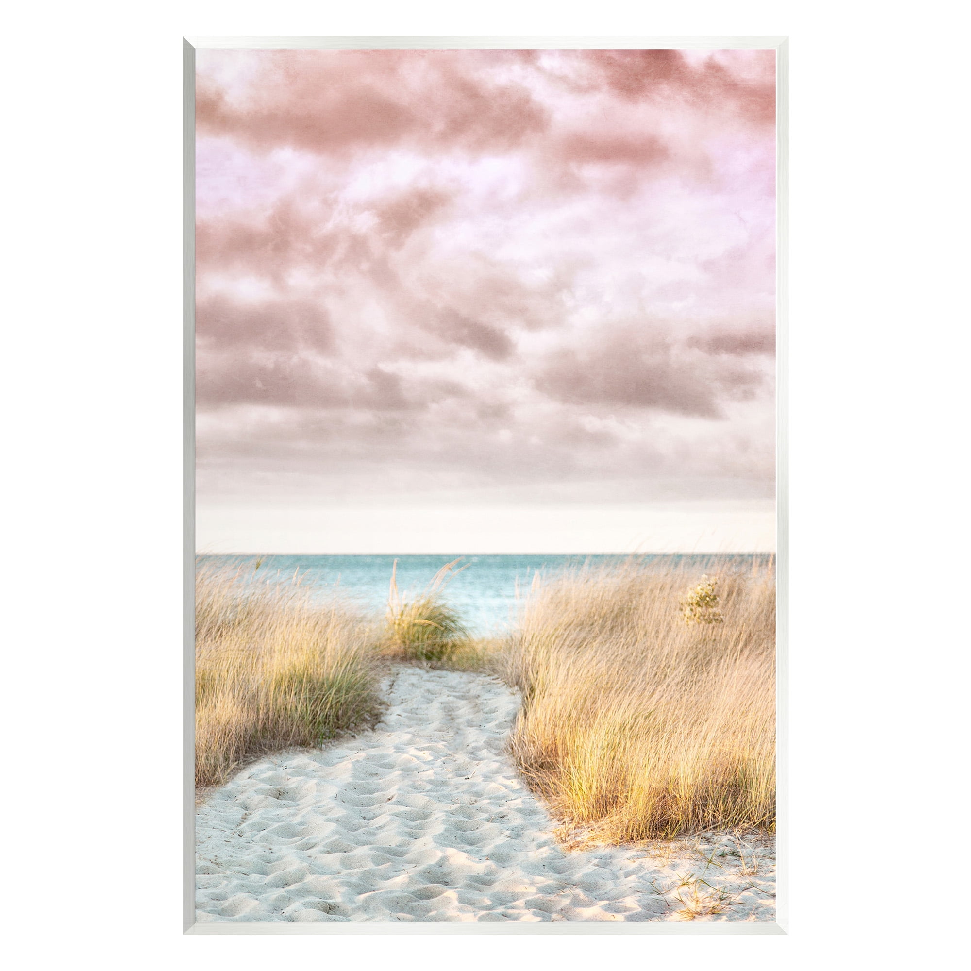 Stupell Industries Beach Path with Pink Sky Landscape Photography Unframed Art Print Wall Art, 13 x 19