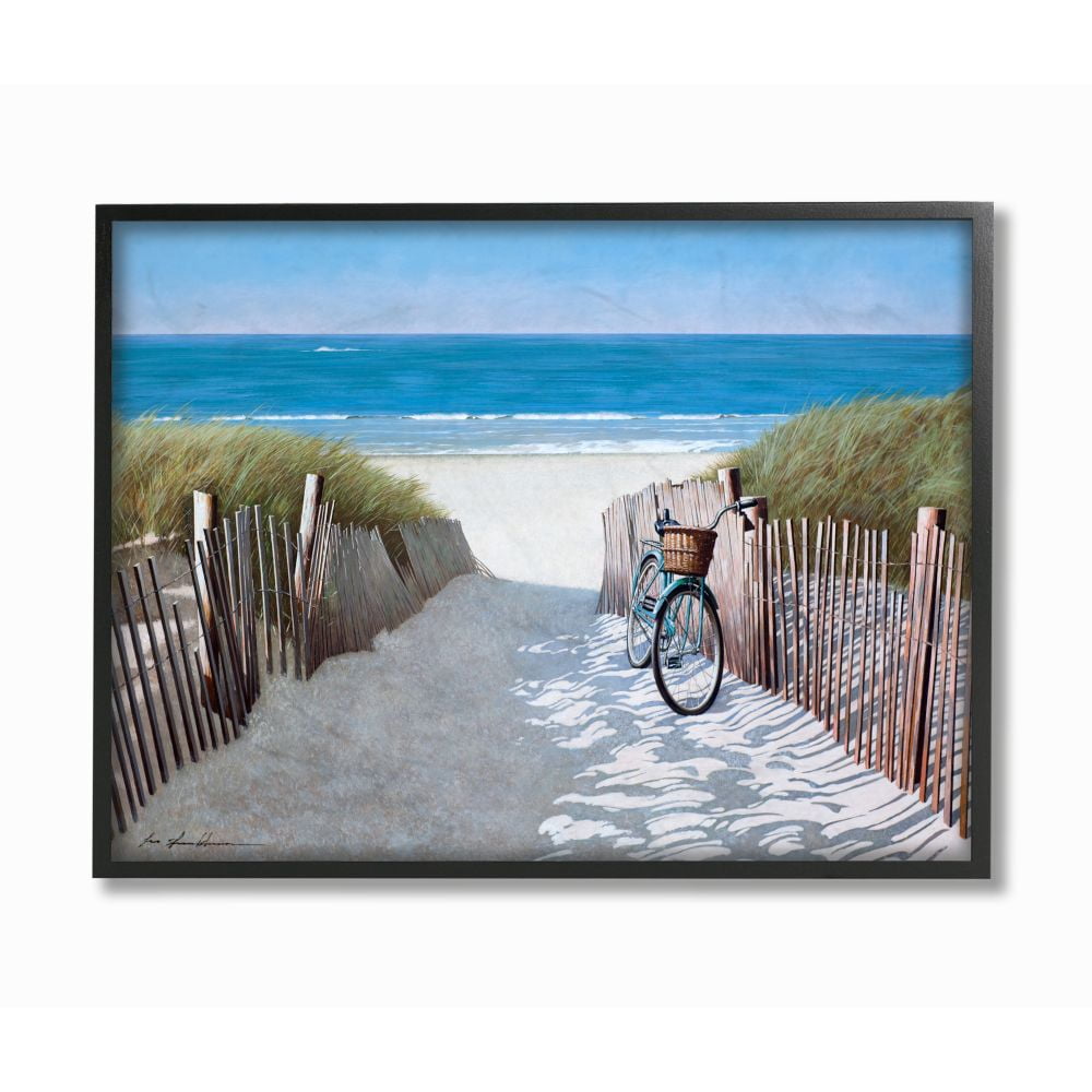 Stupell Industries Beach Pathway and Bicycle Summer Nautical Painting Designed by Zhen-Huan Lu