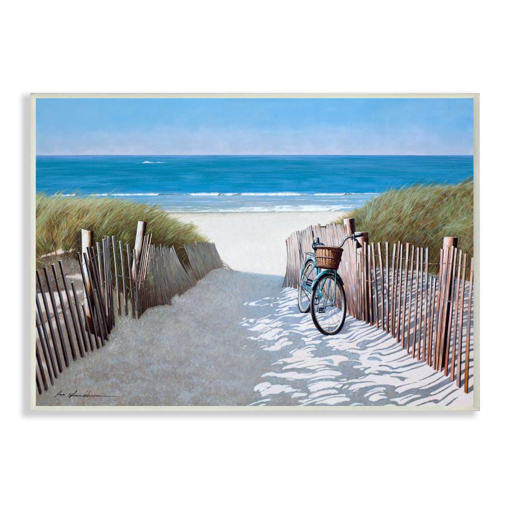 Stupell Industries Beach Pathway and Bicycle Summer Nautical Painting Designed by Zhen-Huan Lu