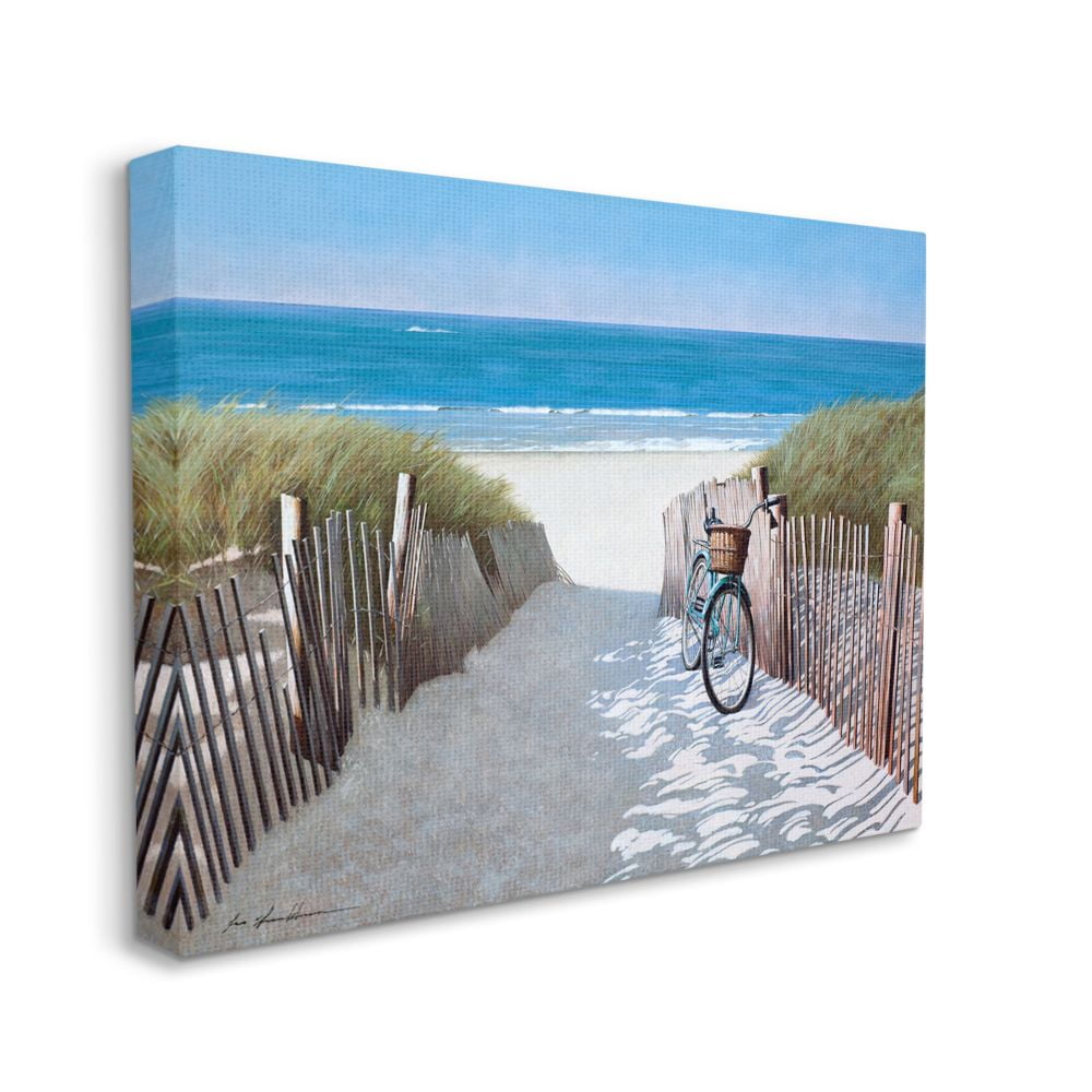 Stupell Industries Beach Pathway and Bicycle Summer Nautical Painting Designed by Zhen-Huan Lu