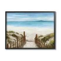 Stupell Industries Beach Pathway to Shore Nature Painting Black Framed Art Print Wall Art, 14 x 11
