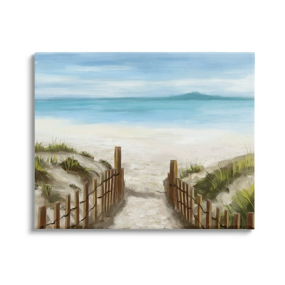 Stupell Industries Beach Pathway to Shore Nature Painting Gallery Wrapped Canvas Art Print Wall Art, 20 x 16