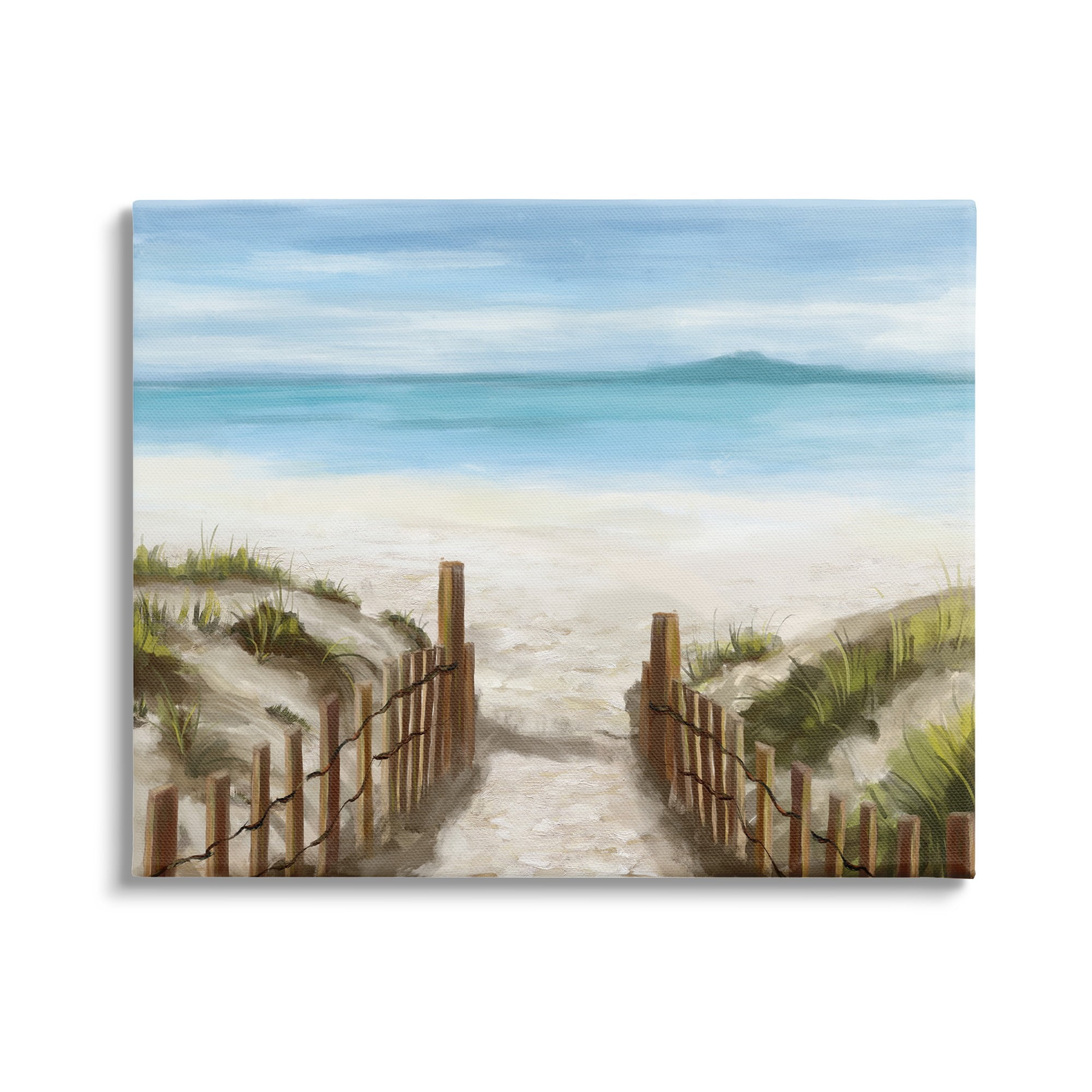 Stupell Industries Beach Pathway to Shore Nature Painting Gallery Wrapped Canvas Art Print Wall Art, 40 x 30