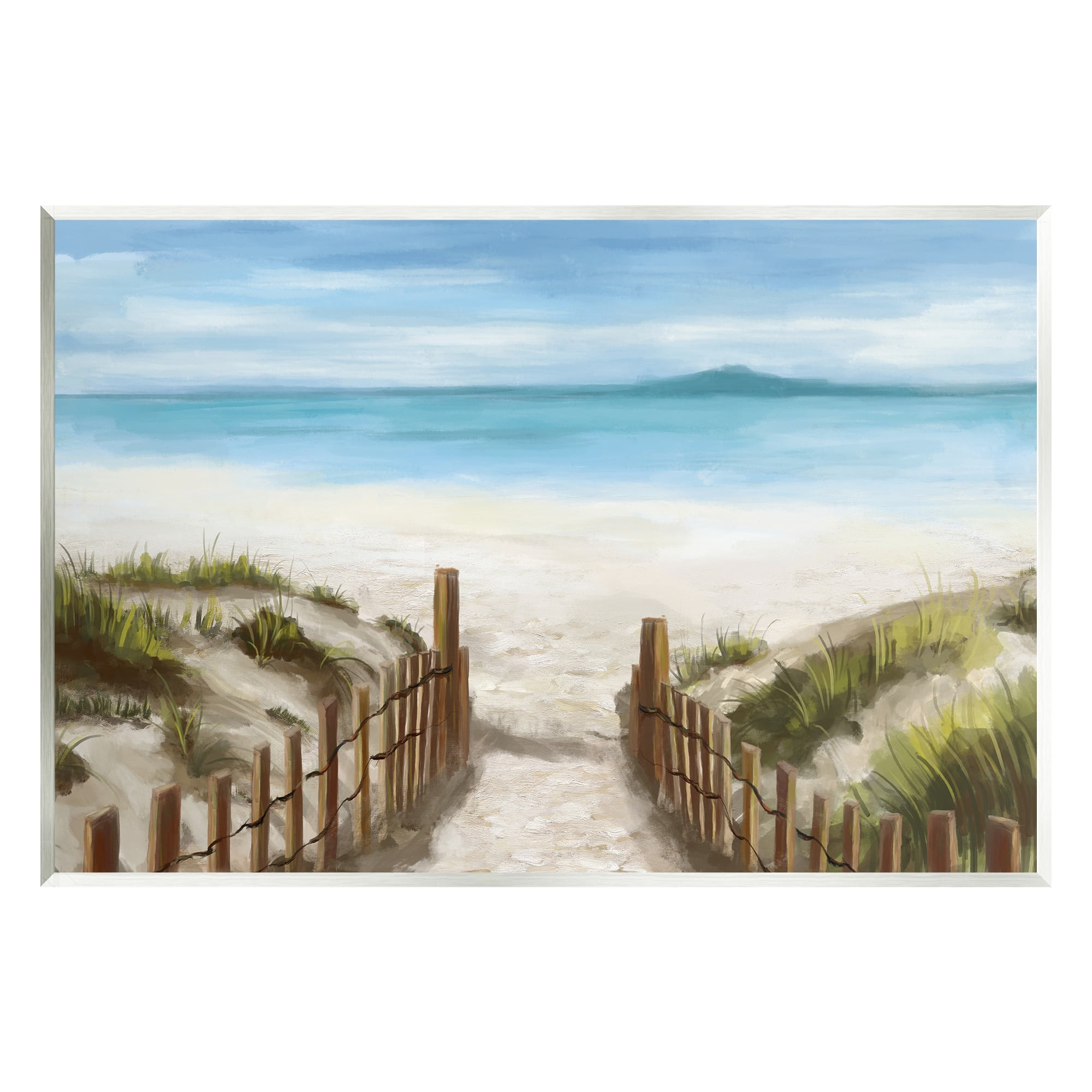 Stupell Industries Beach Pathway to Shore Nature Painting Unframed Art Print Wall Art, 19 x 13