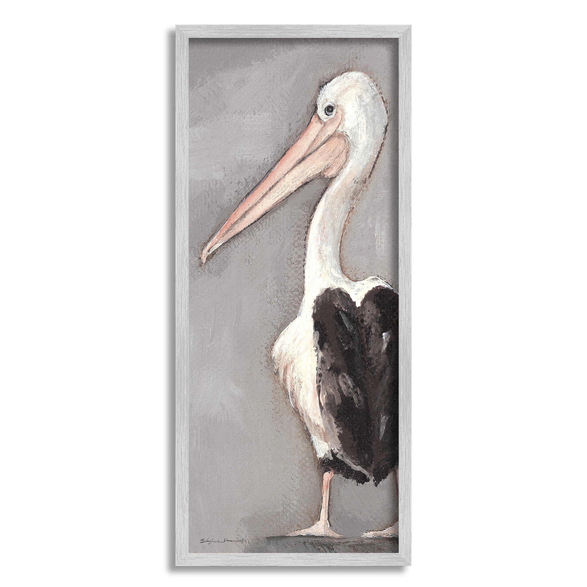 Stupell Industries Beach Pelican Portrait Long Beak Waterfowl Bird, 10 x 24, Design by Stephanie Workman Marrott