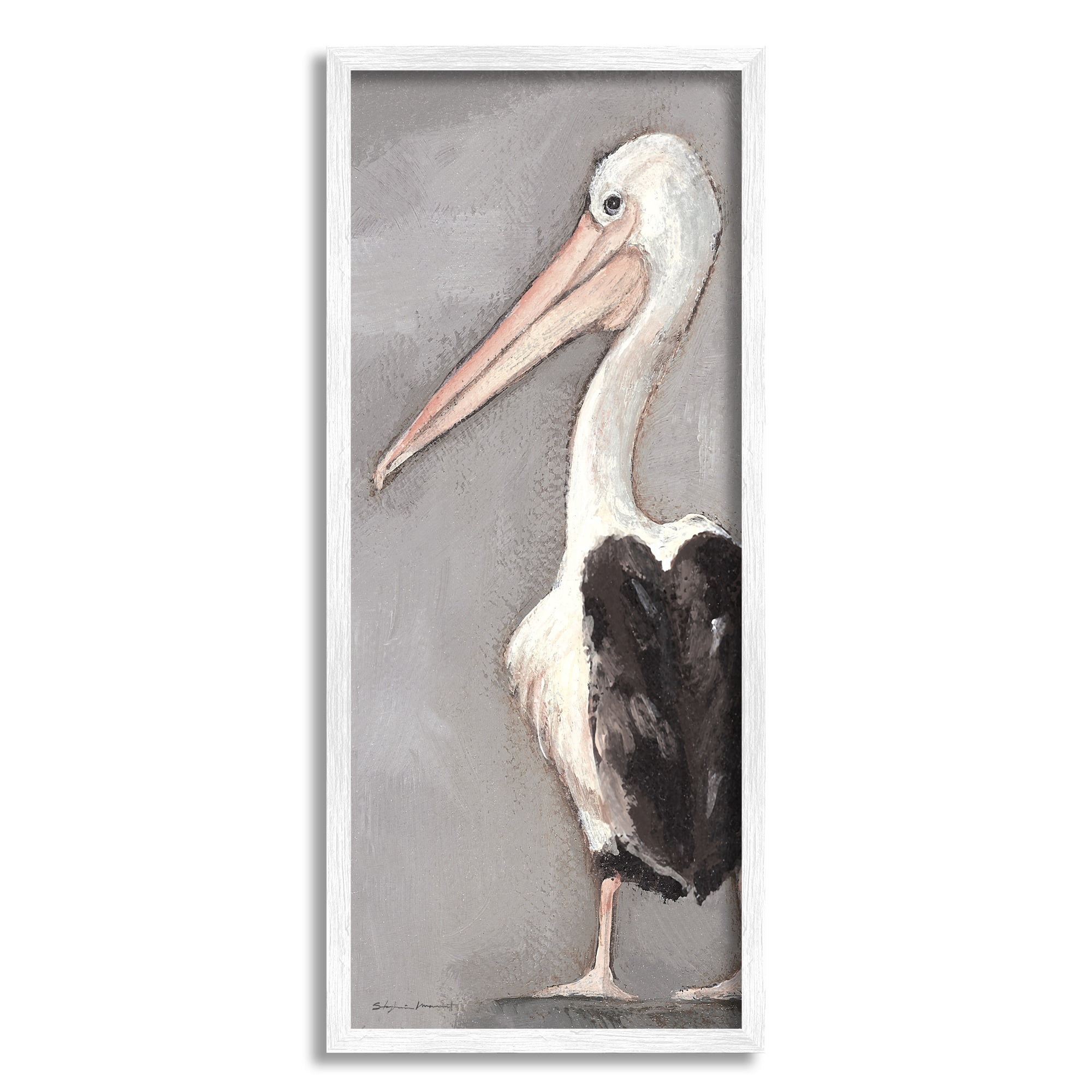 Stupell Industries Beach Pelican Portrait Long Beak Waterfowl Bird, 10 x 24, Design by Stephanie Workman Marrott
