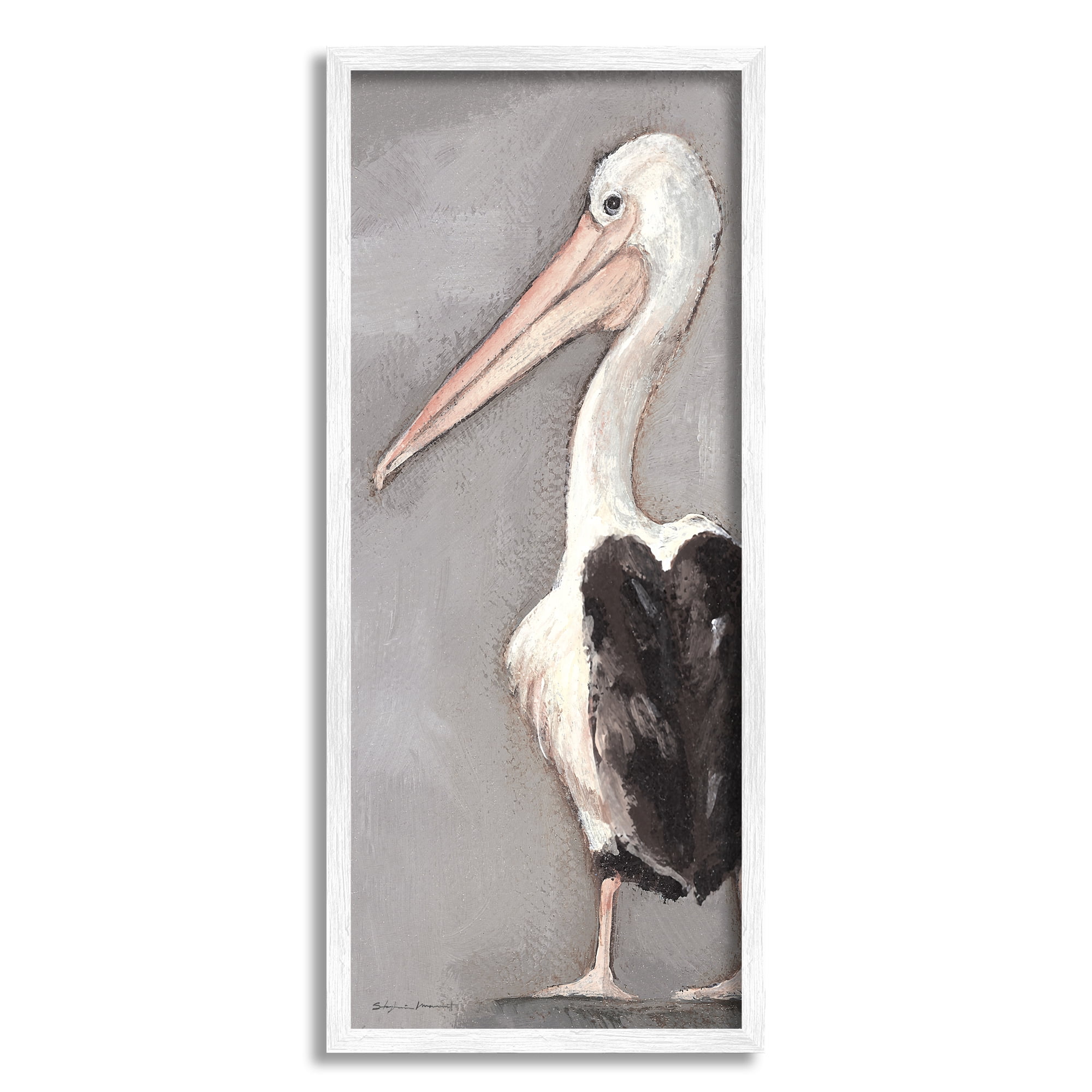 Stupell Industries Beach Pelican Portrait Long Beak Waterfowl Bird, 13 x 30, Design by Stephanie Workman Marrott