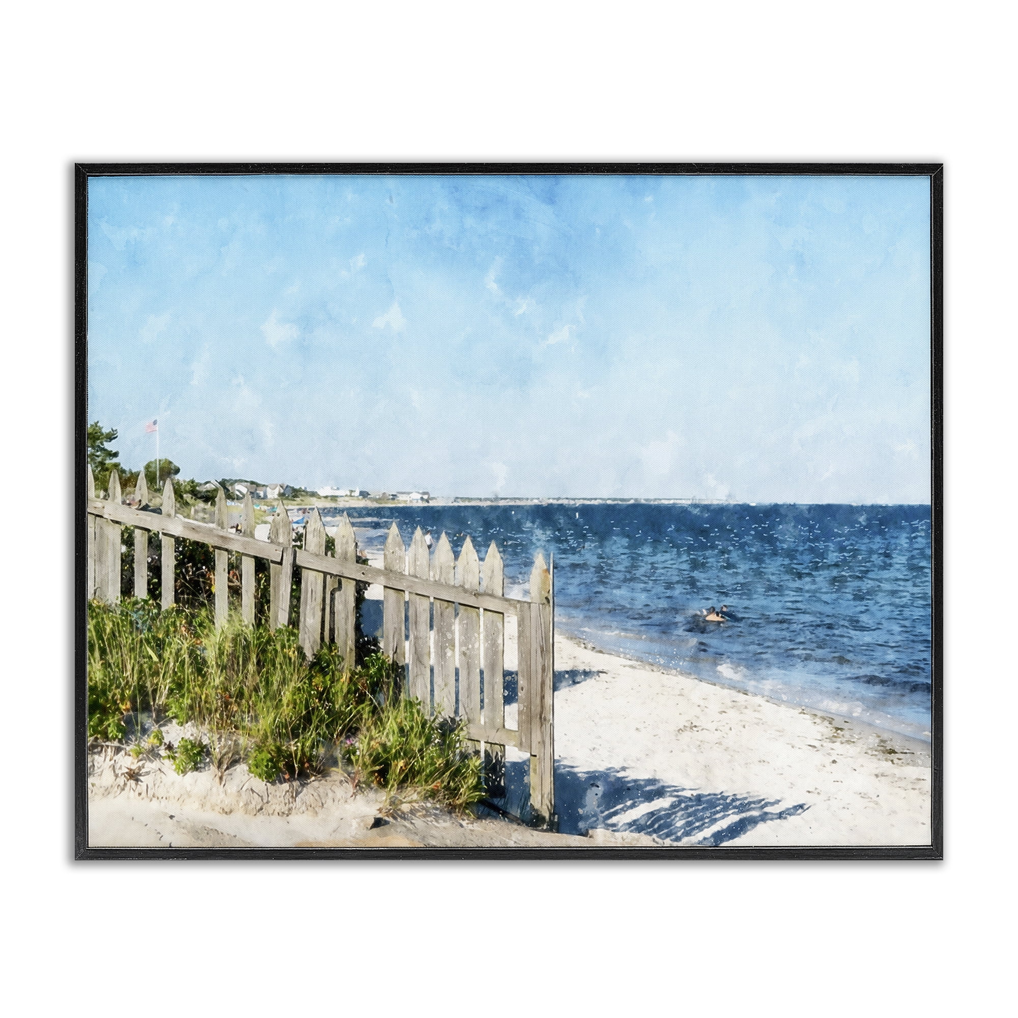 Stupell Industries Beach Pickets View Black Framed Giclee Art, design by Kim Curinga
