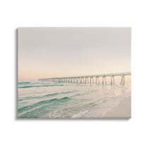 Stupell Industries Beach Pier Bridge Landscape Nature Photography Gallery Wrapped Canvas Print Wall Art, 20 x 16