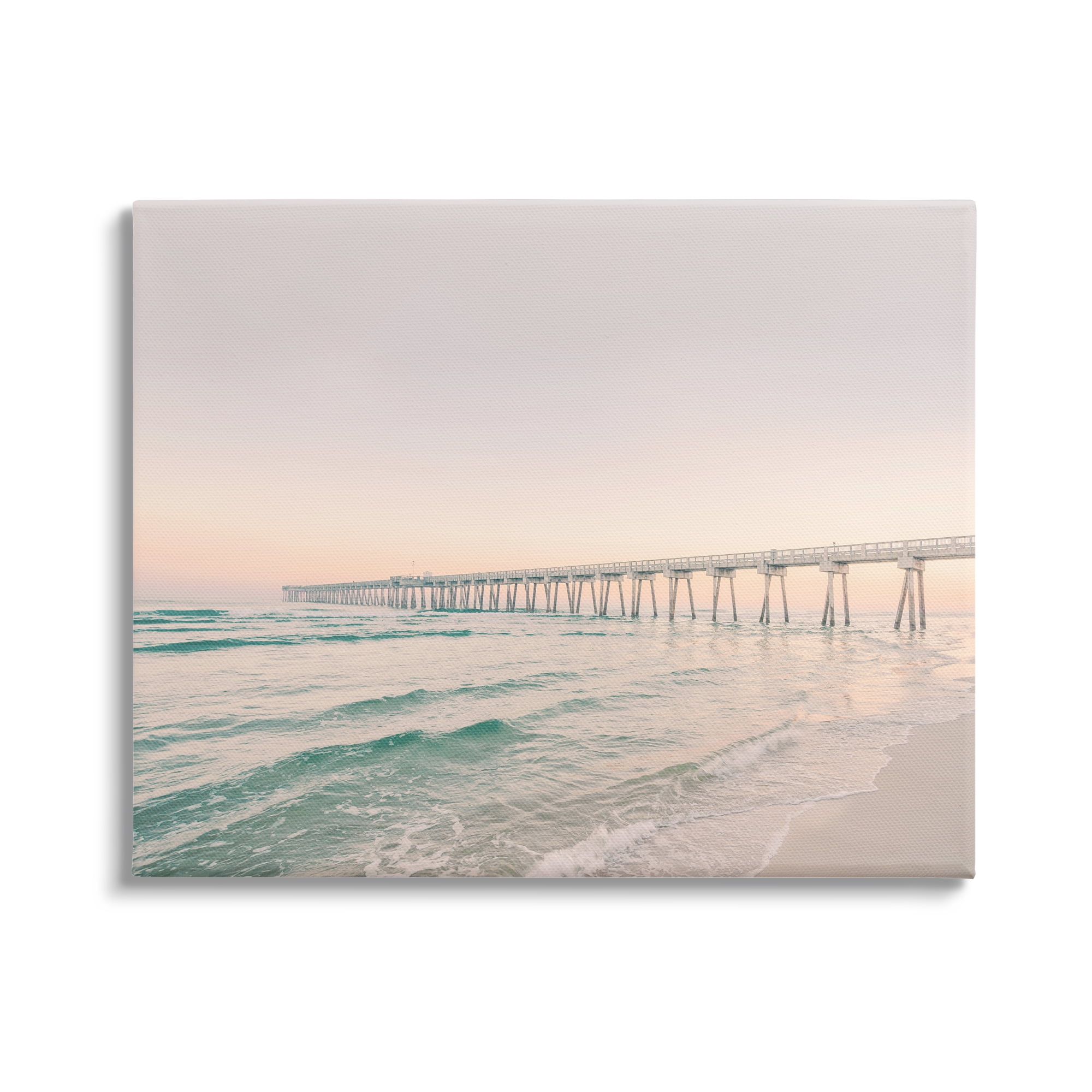 Stupell Industries Beach Pier Bridge Landscape Nature Photography Gallery Wrapped Canvas Print Wall Art, 40 x 30